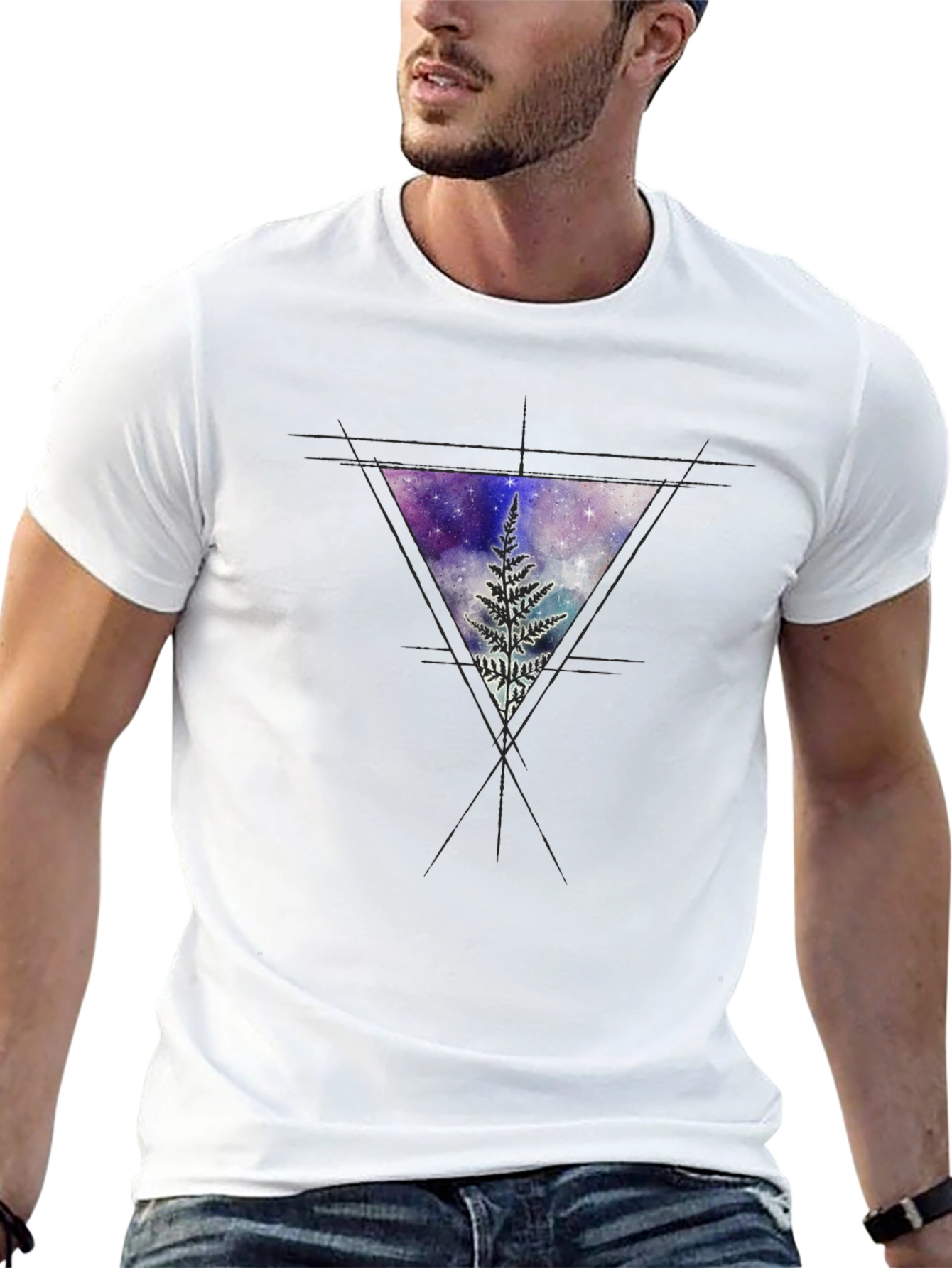 Cosmic Fern Triangle Graphic Tee - Black
