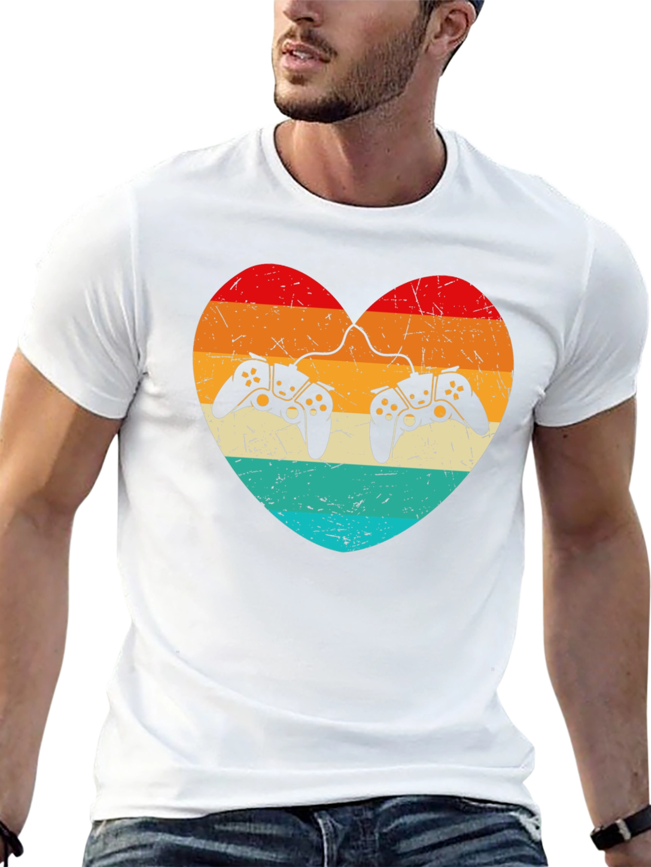 Retro Gaming Heart T-Shirt - Gamer Love Tee