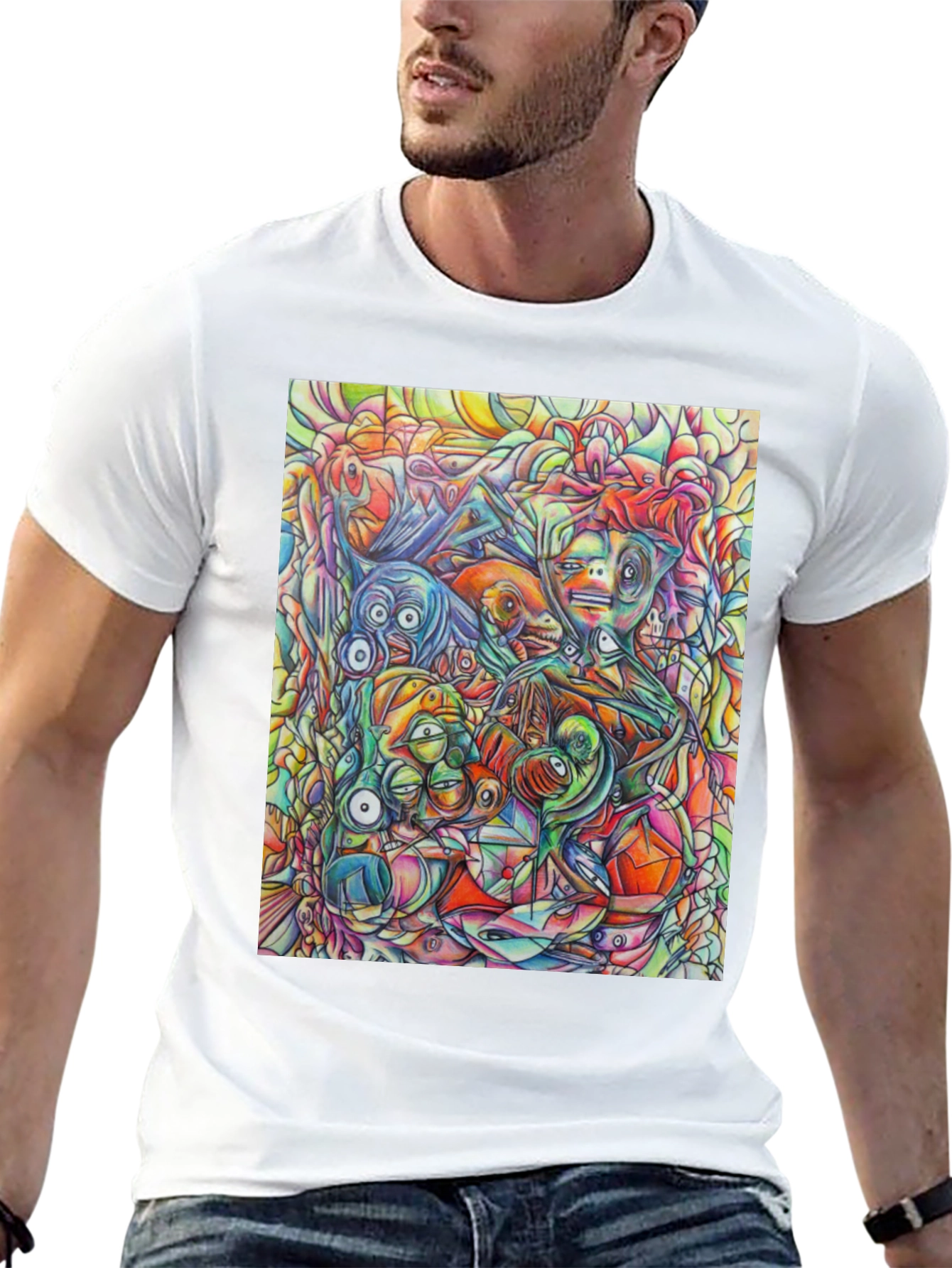 Abstract Art Mens Black Graphic Tee