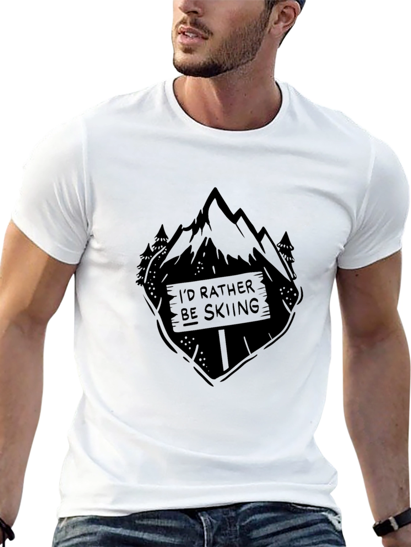 Id Rather Be Skiing Black Graphic Tee