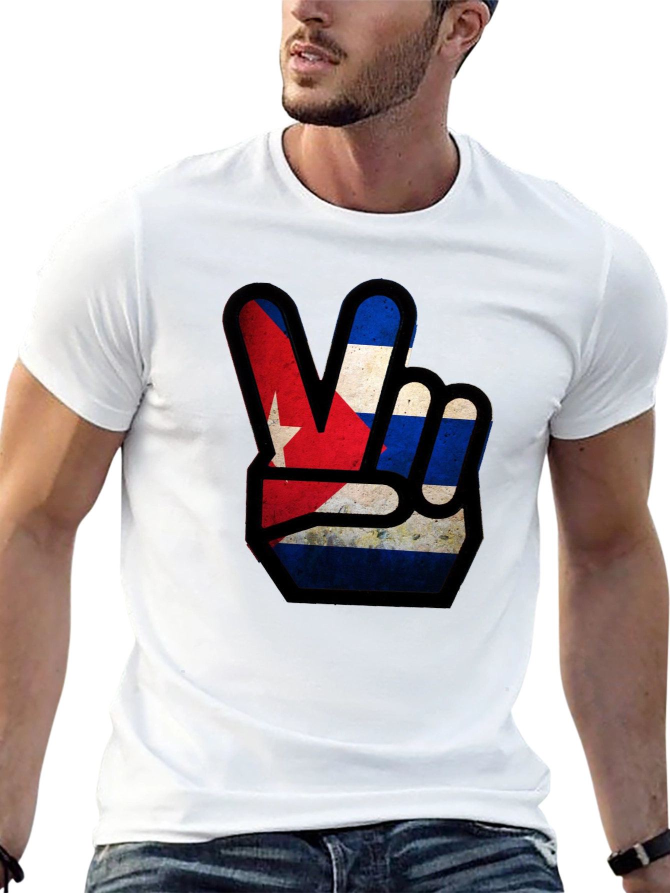 Cuba Flag Peace Sign Graphic T-Shirt