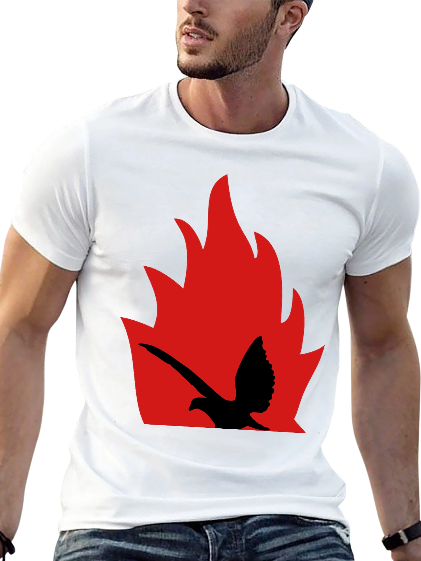 Fiery Bird Graphic Tee - Bold Black Shirt