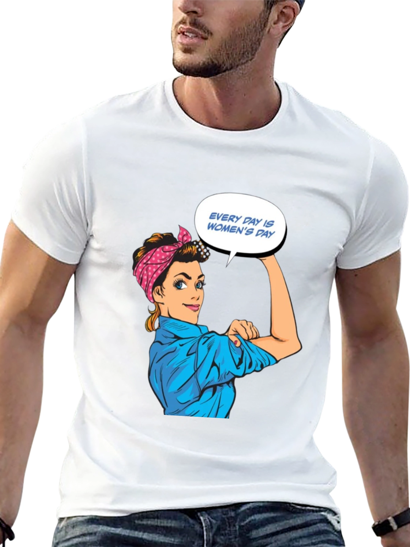 Rosie Riveter Womens Day Graphic T-Shirt