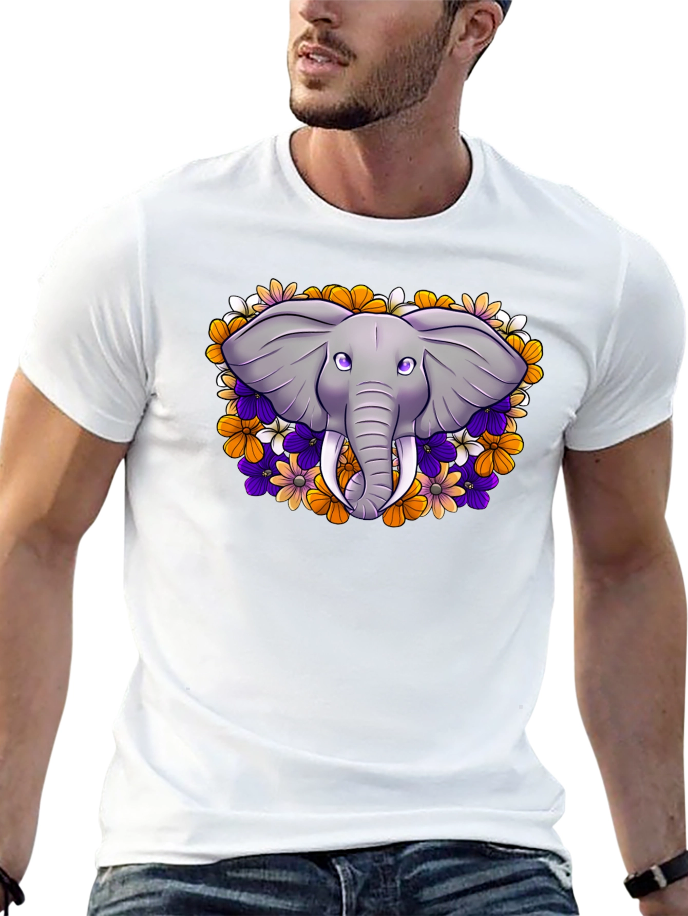 Floral Elephant Graphic T-Shirt