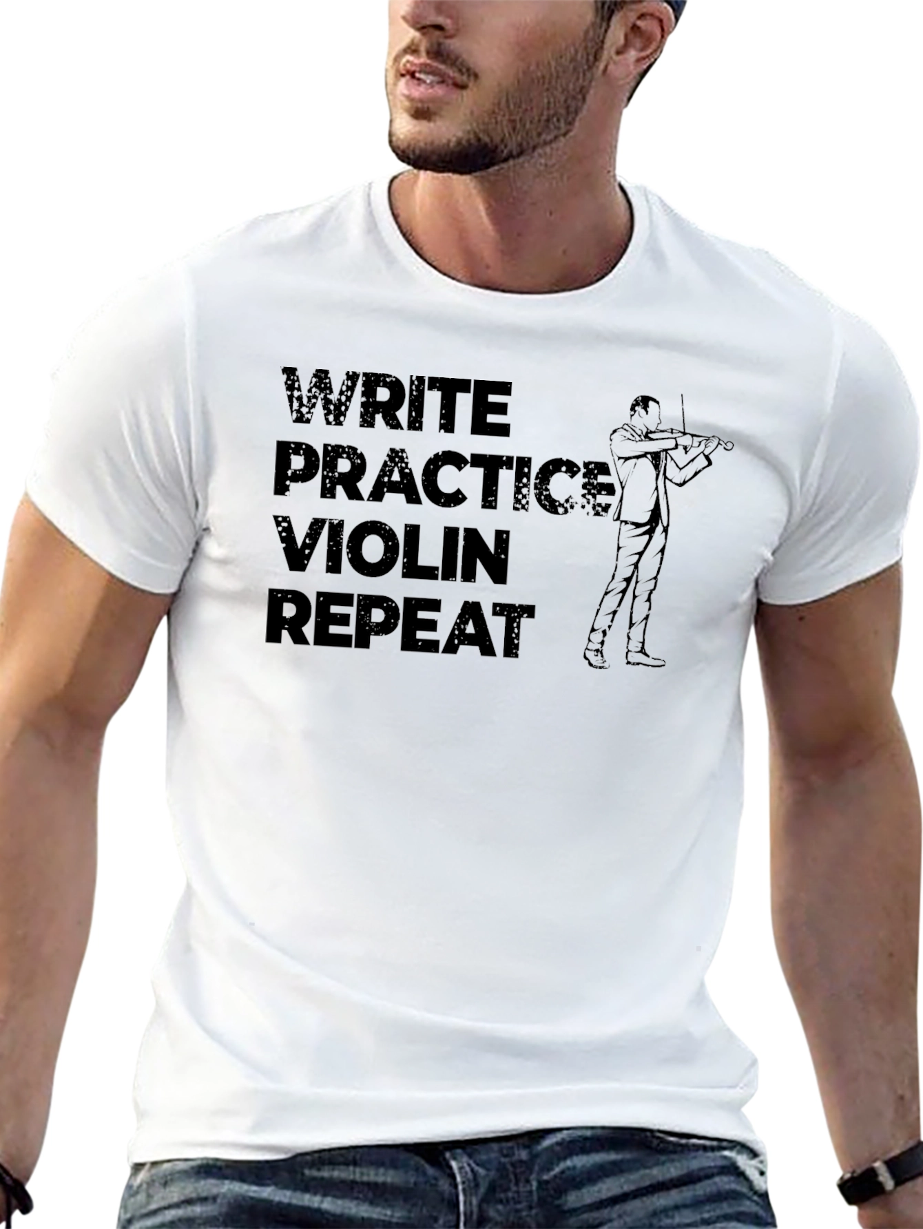 Write Practice Violin Repeat Black T-Shirt