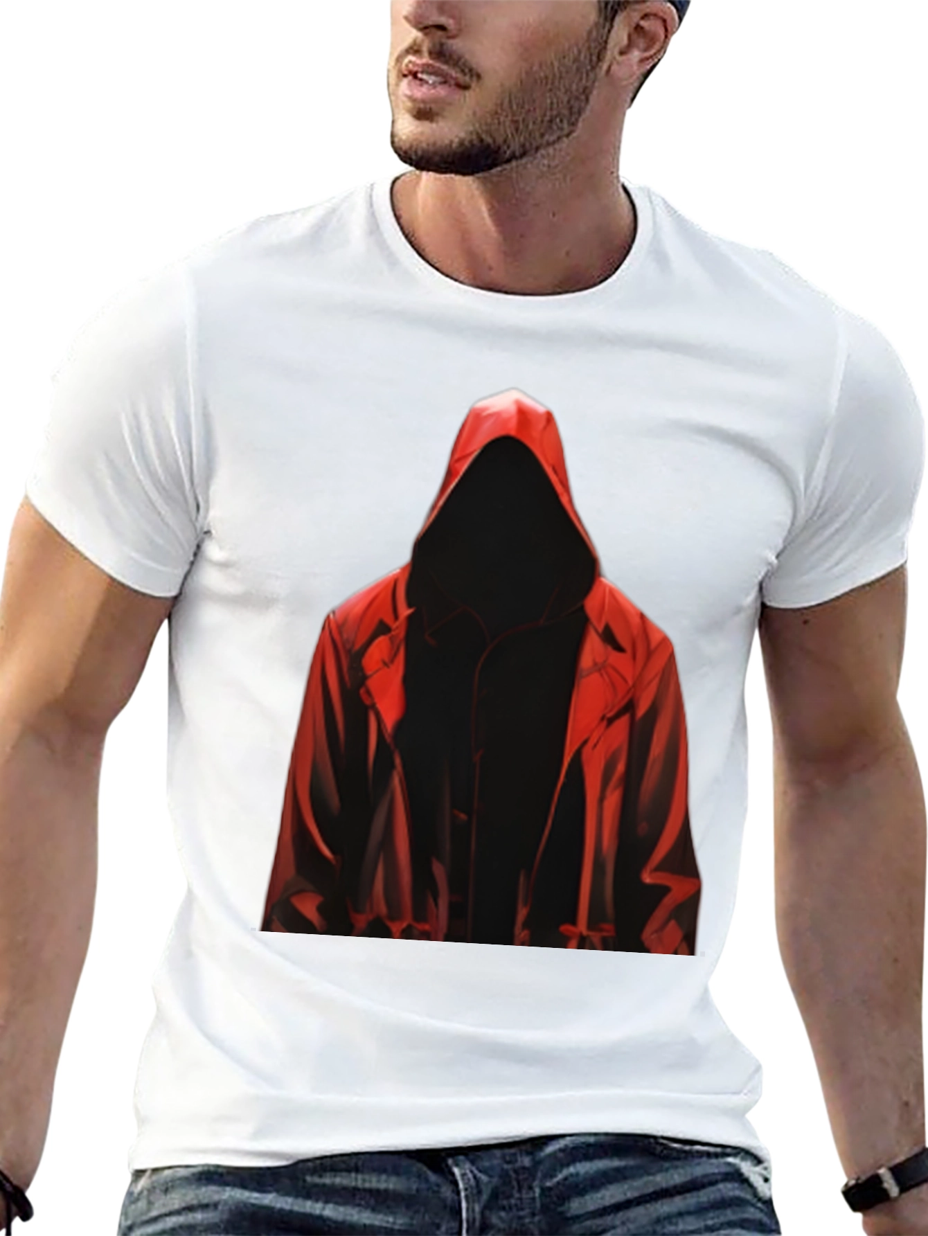 Hooded Figure Graphic Tee - Mysterious Style