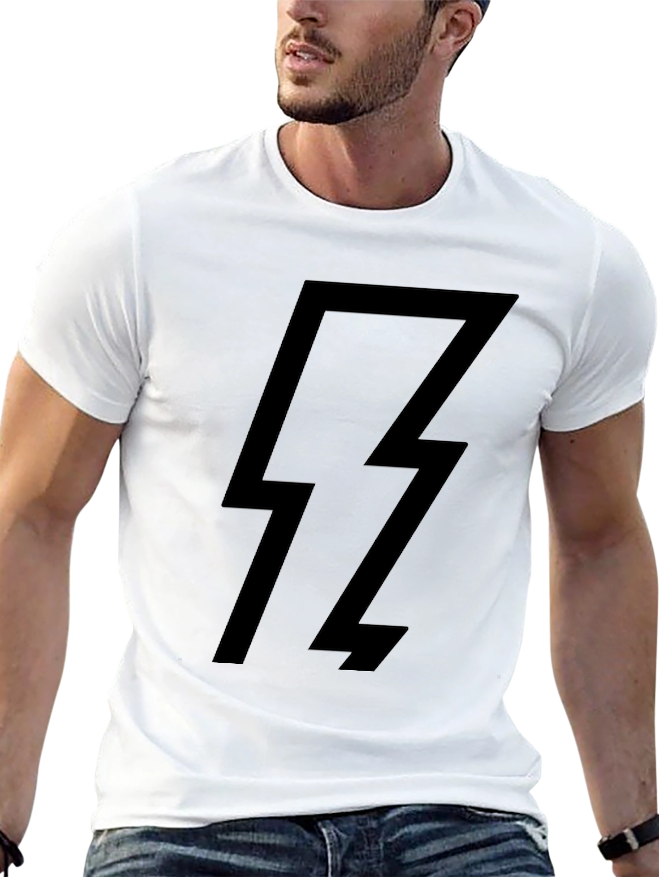 Black Lightning Bolt Graphic T-Shirt - Casual Style