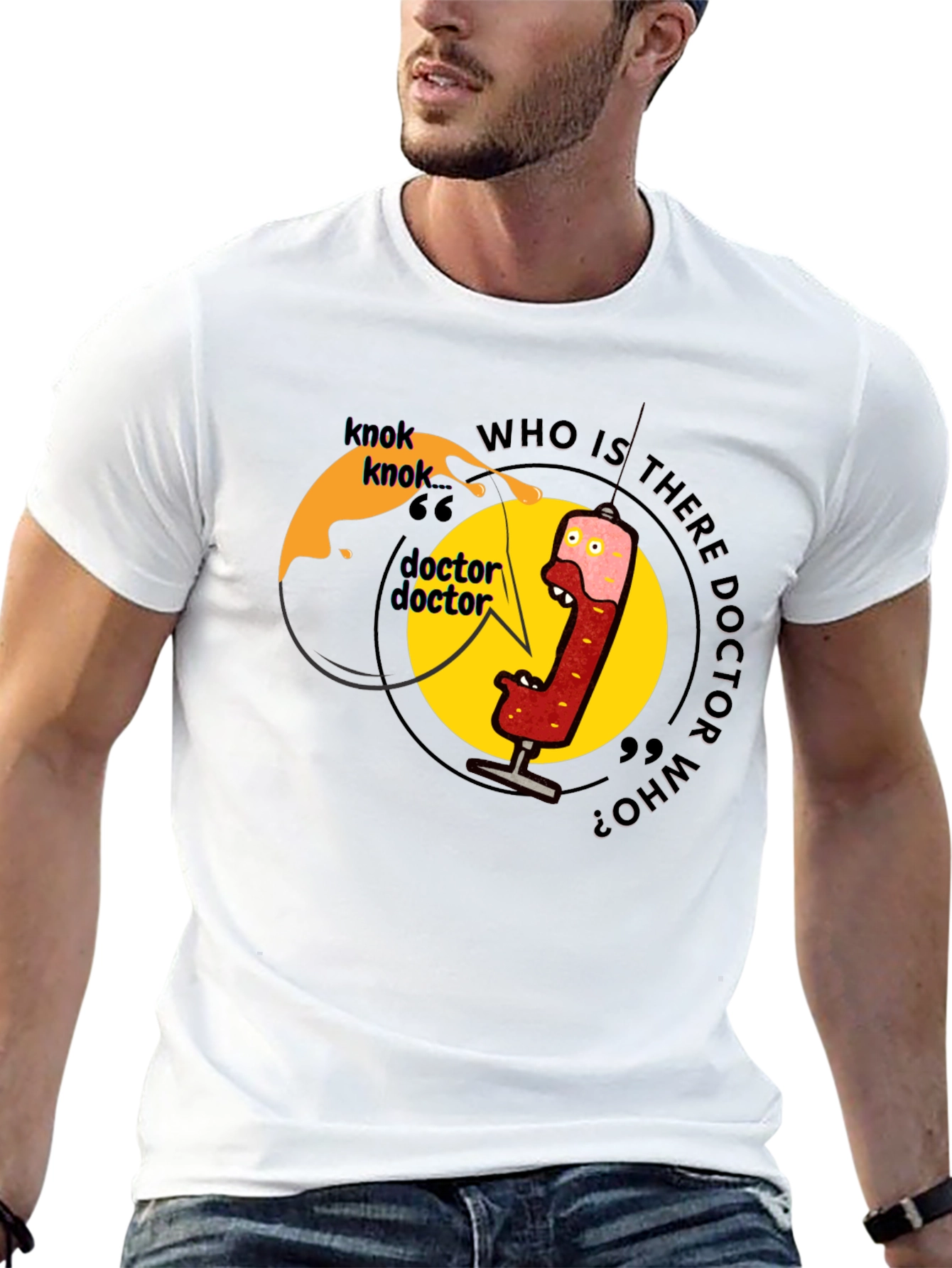 Knock Knock Doctor Who? Black Graphic Tee