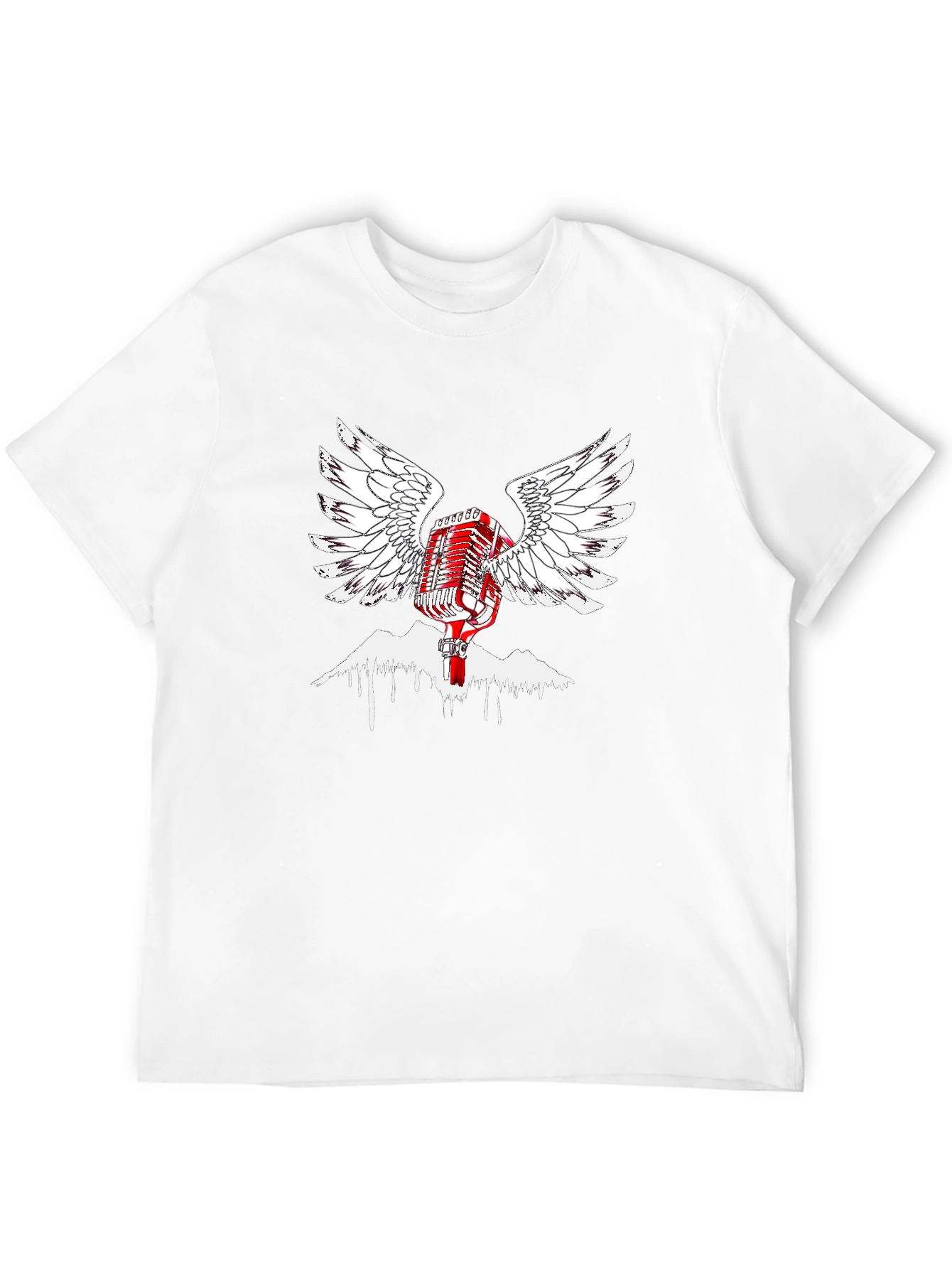 Retro Microphone Wings Black T-Shirt