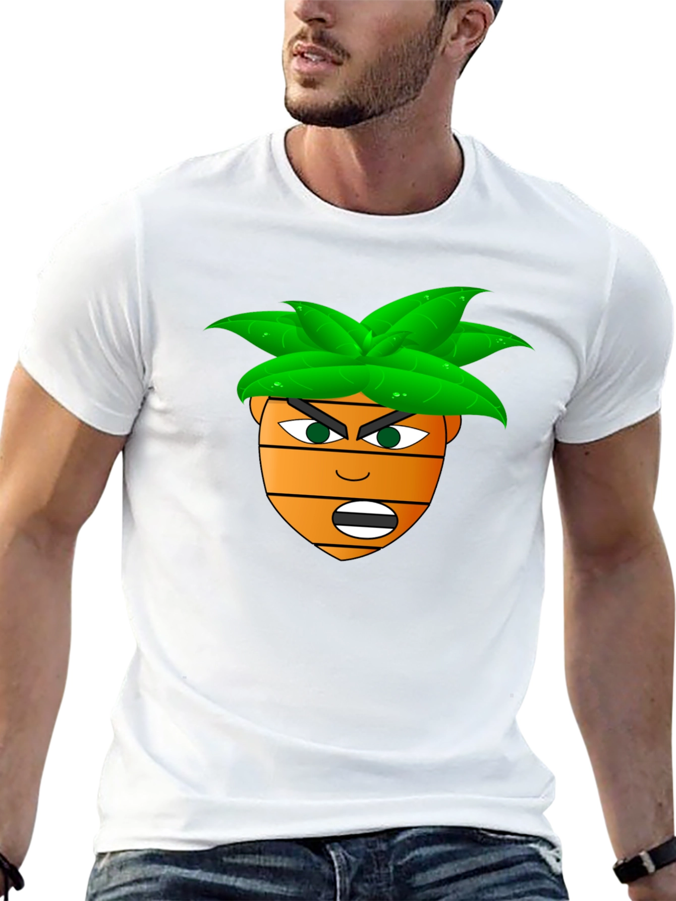 Funny Cartoon Carrot Head T-Shirt - Black
