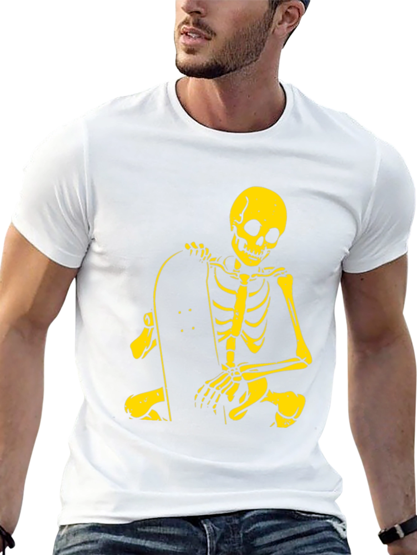 Skeleton Skateboarder Graphic Tee - Cool & Edgy