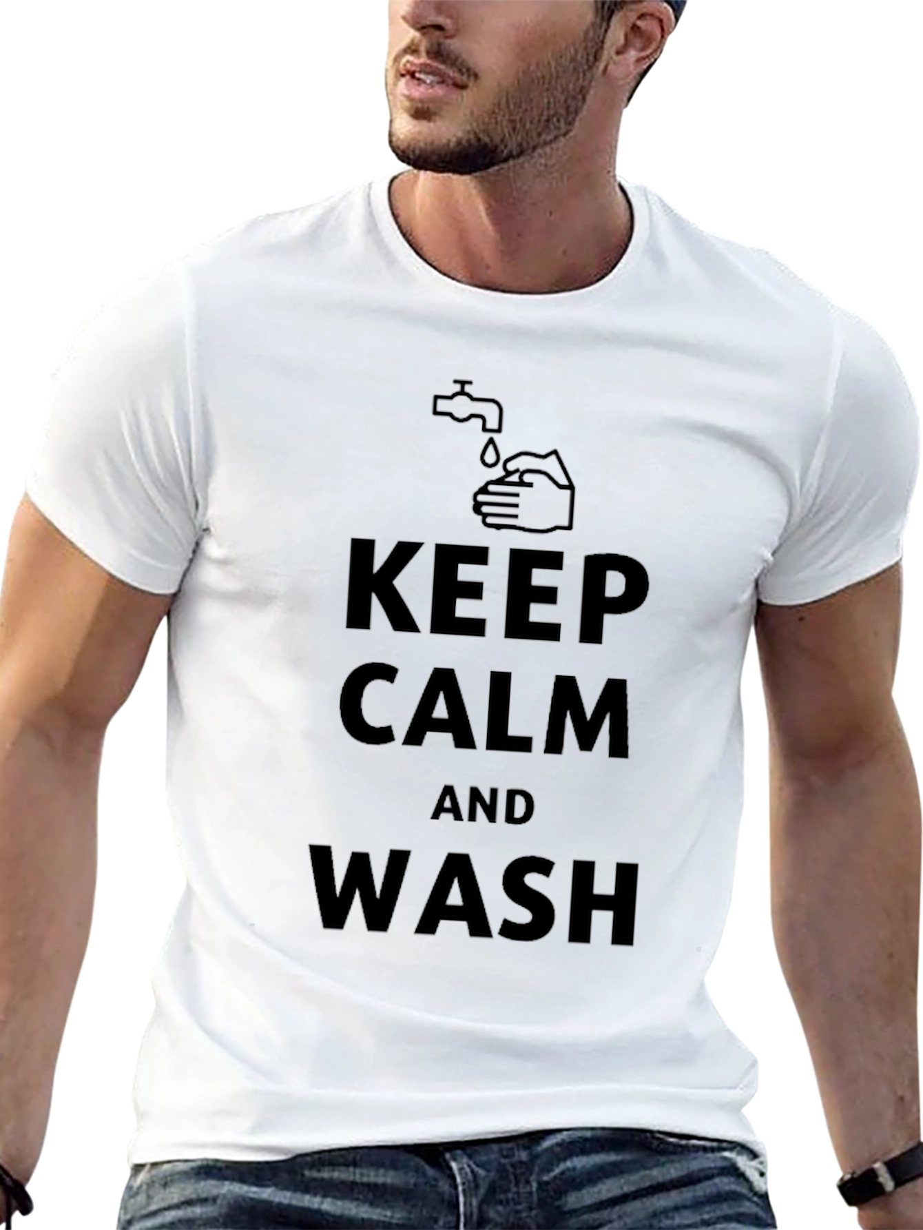 Keep Calm & Wash Black Cotton Tee