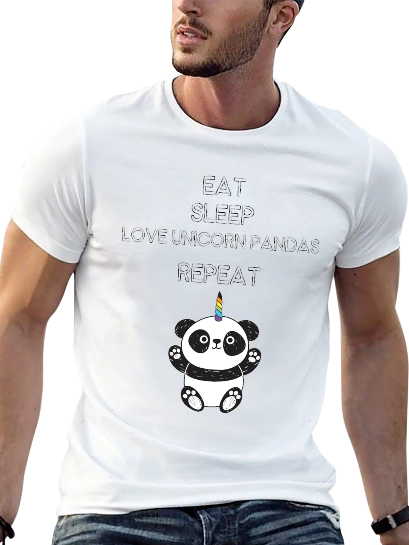 Unicorn Panda Black T-Shirt