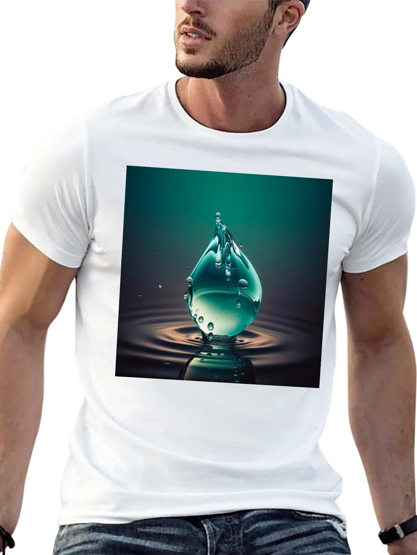 Water Drop Graphic Tee - Cool Black T-Shirt