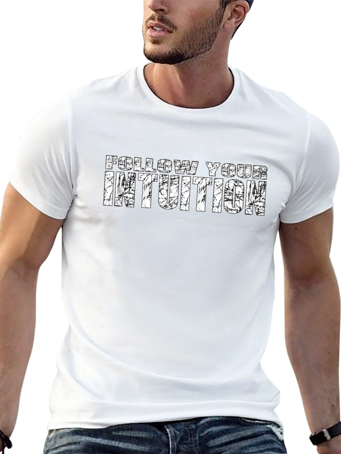 Follow Your Intuition Graphic Tee - Distressed Print