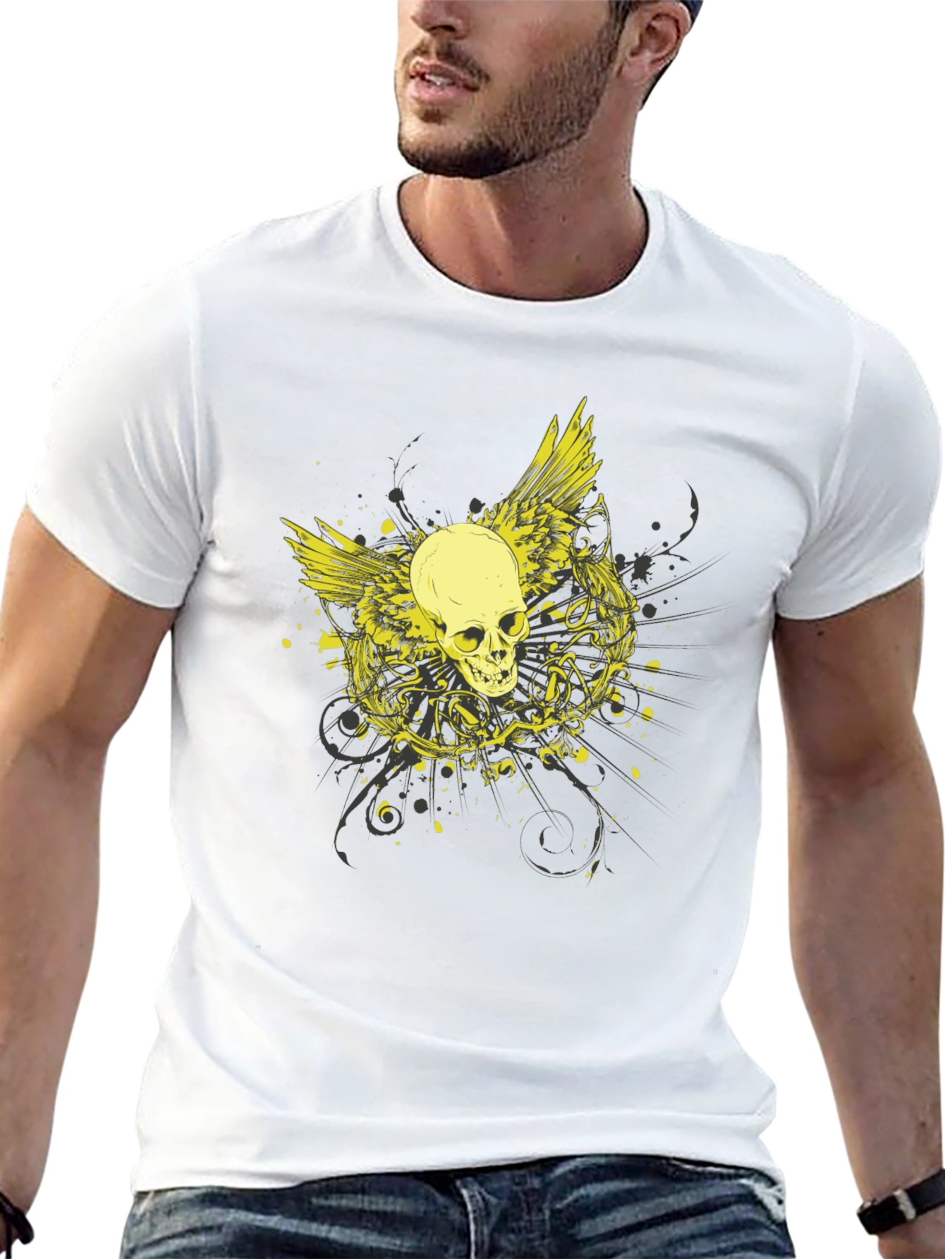 Skull Wings Graphic Black Tee