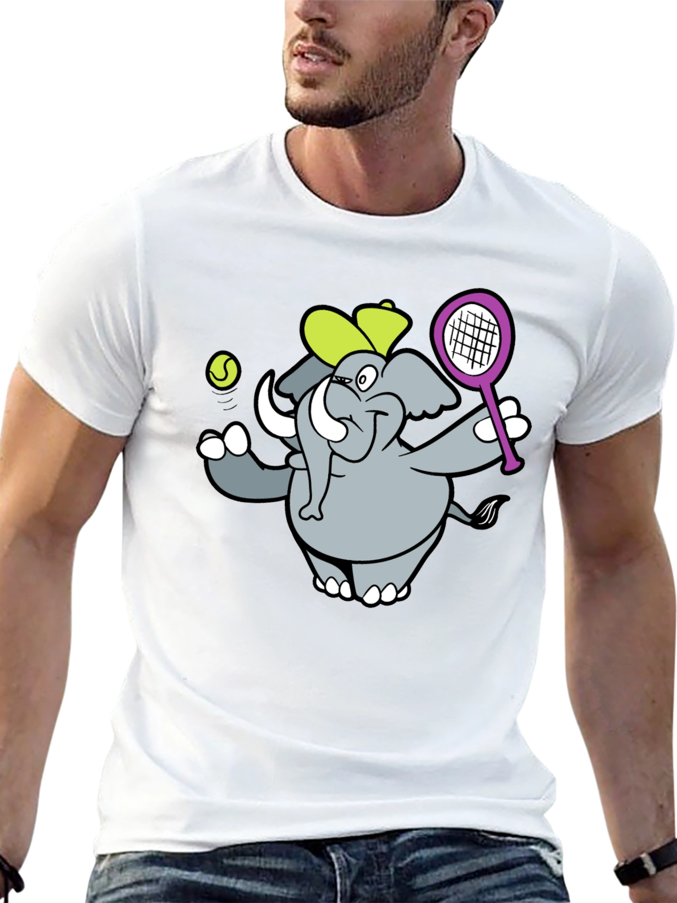 Elephant Tennis Player Graphic Tee