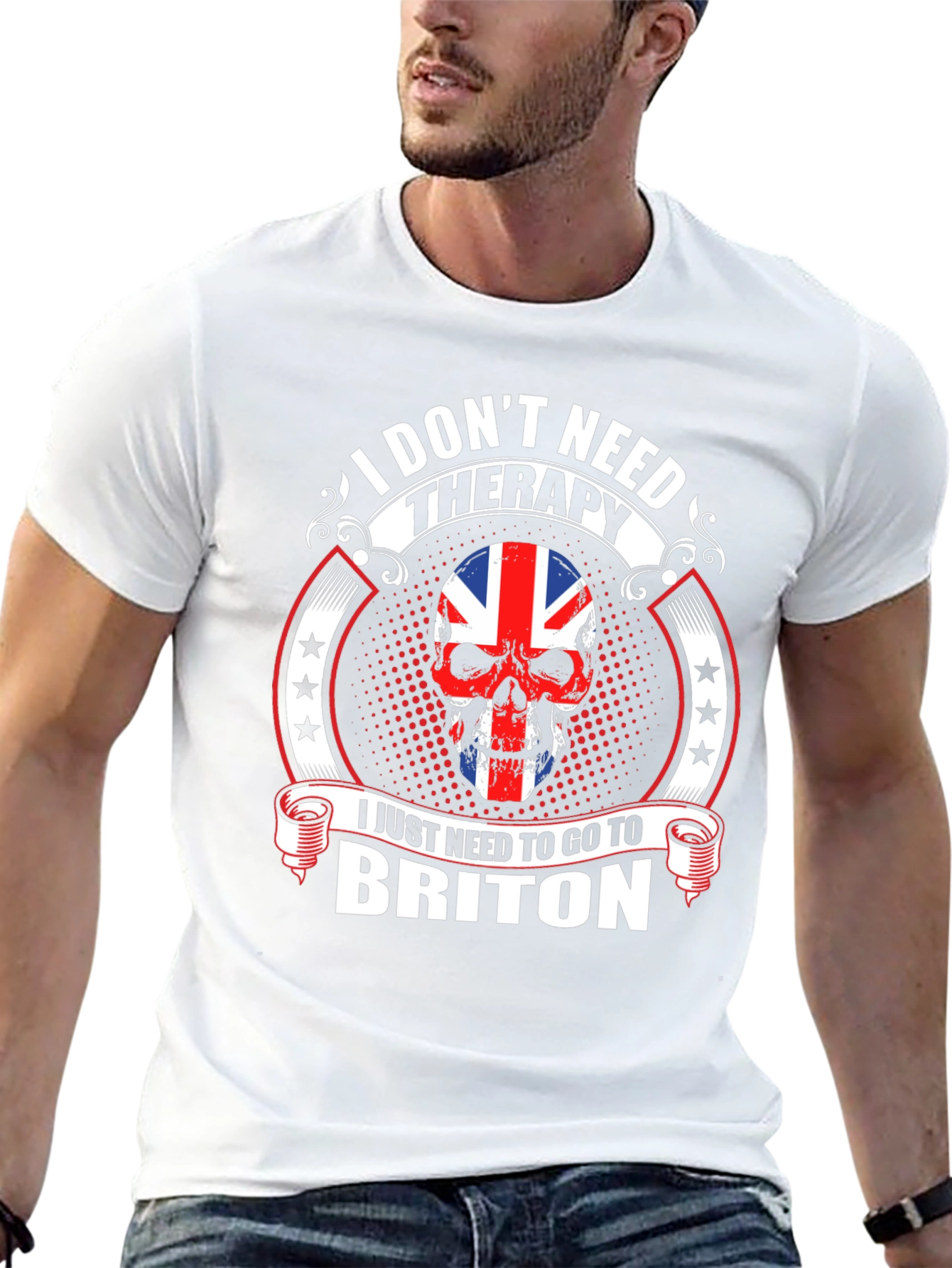 Briton Skull Graphic Tee - No Therapy Needed!