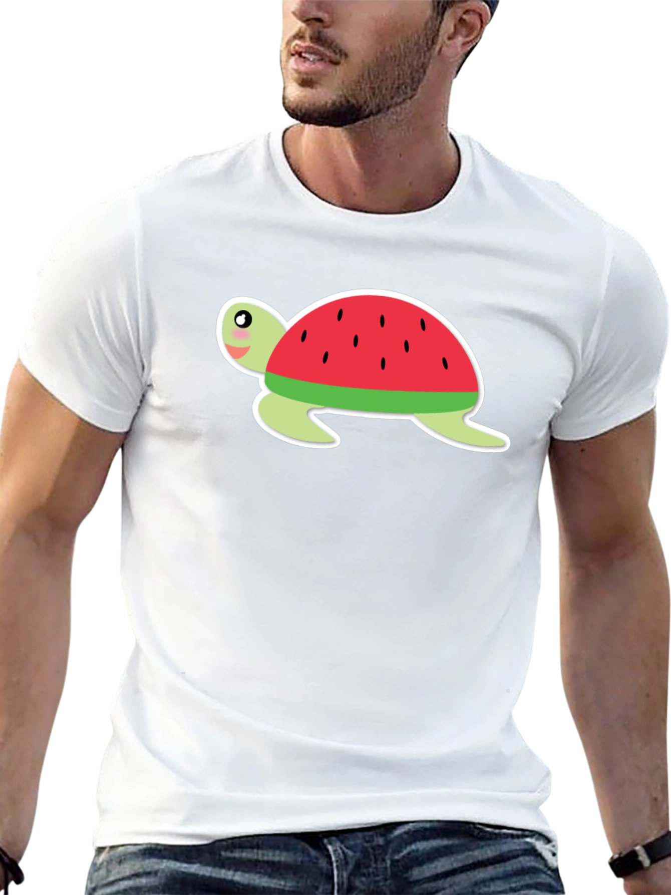 Watermelon Turtle Black T-Shirt