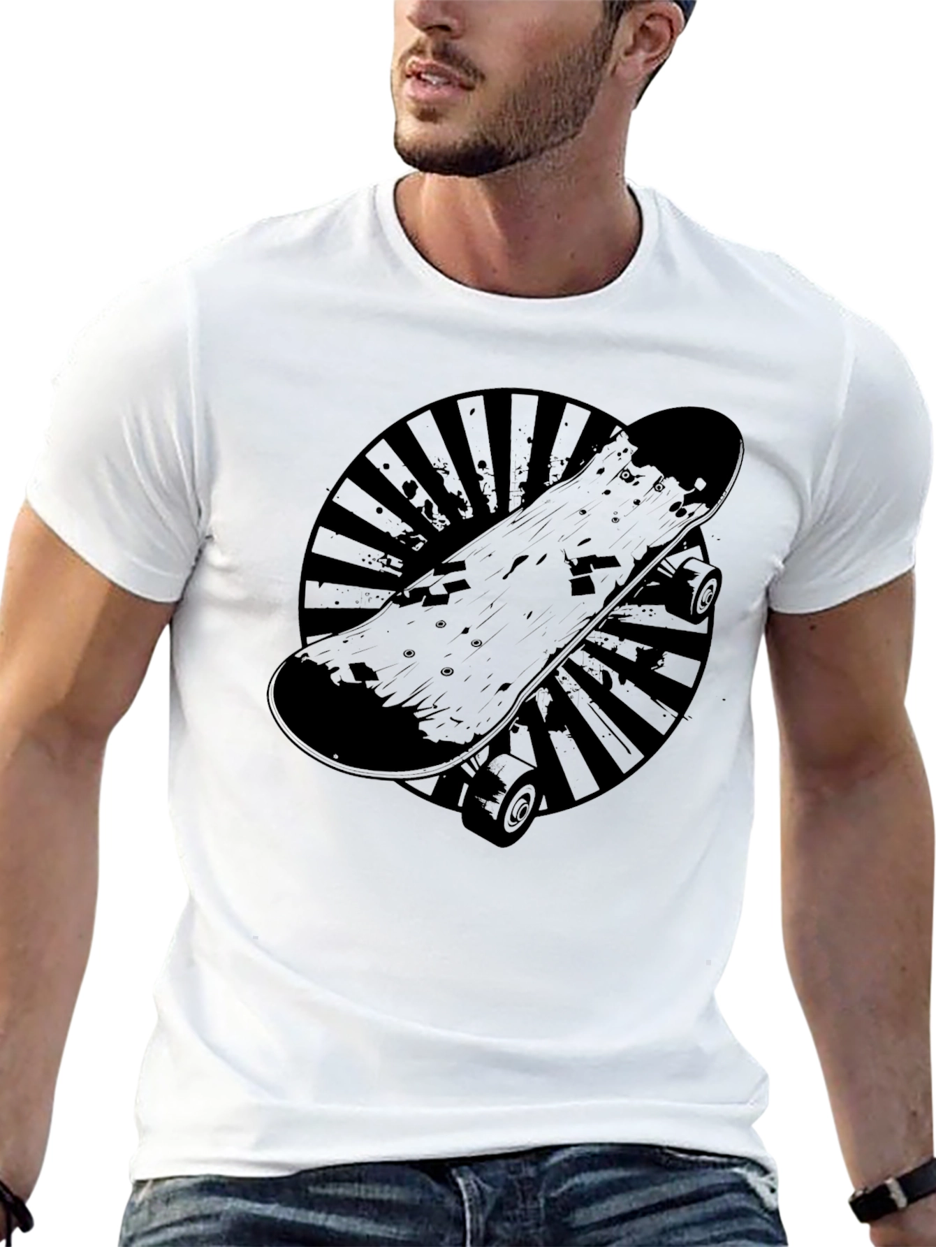 Skateboard Graphic T-Shirt - Cool Black Tee