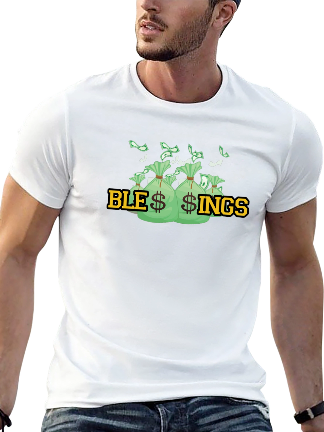 Blessings Graphic T-Shirt - Money Bags Design