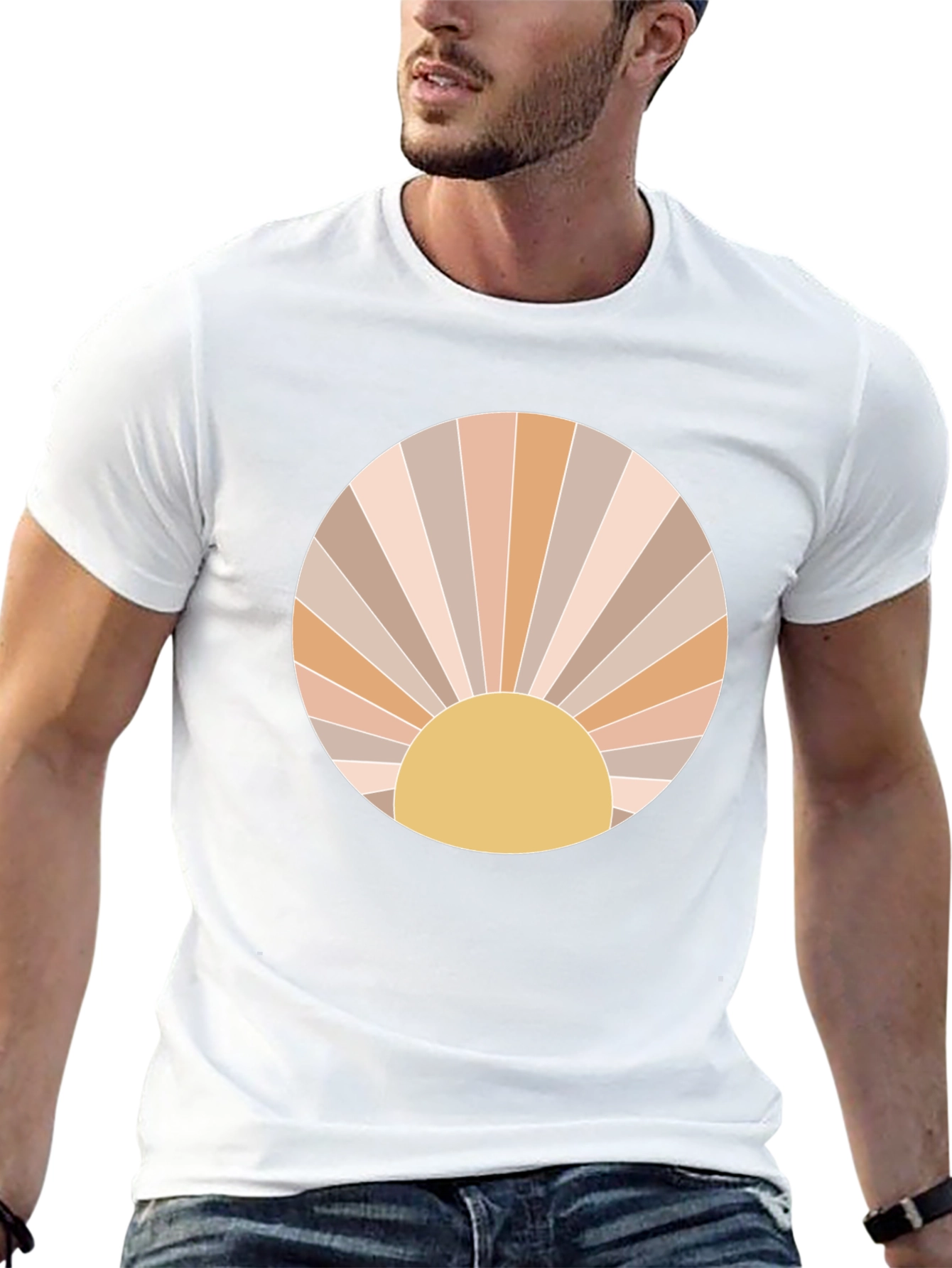 Retro Sun Graphic Tee - Trendy Circle Design