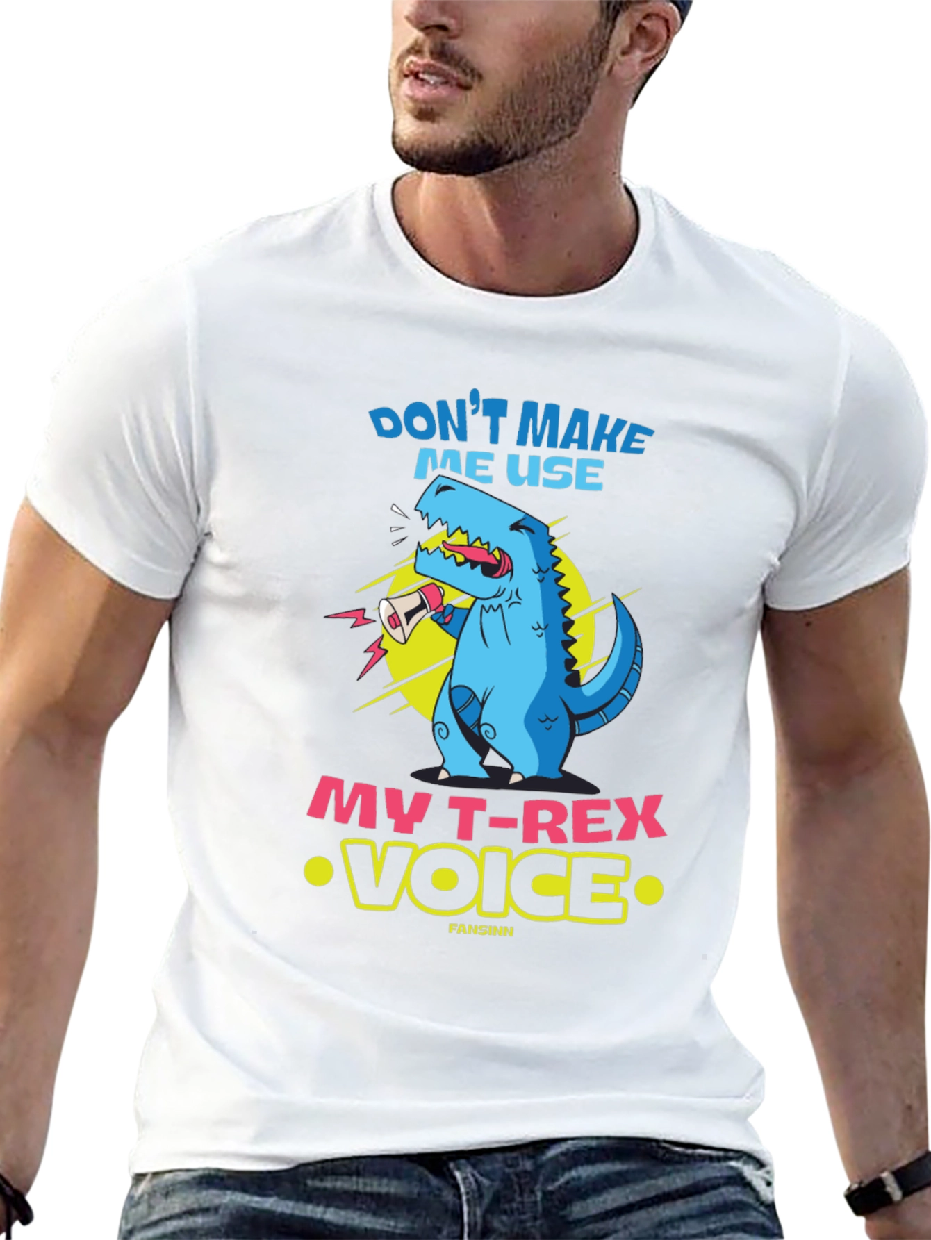 Funny T-Rex Voice Graphic Tee - Black
