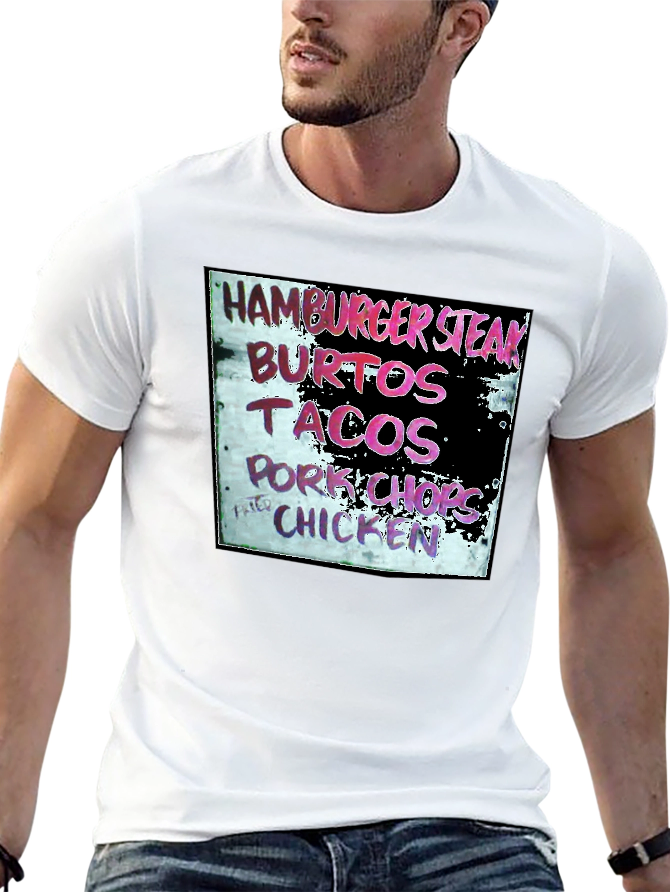 Hamburger Steak Burritos Tacos Chicken Black T-Shirt