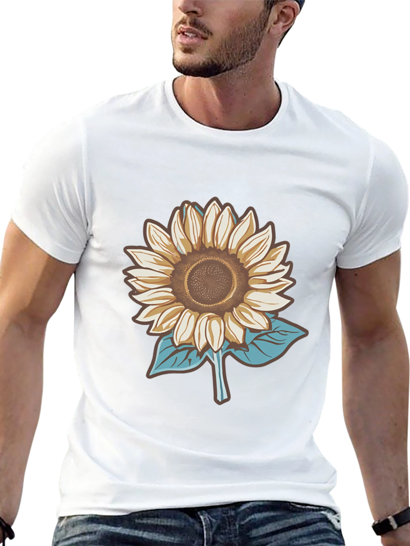 Sunflower Graphic Tee - Stylish Mens Black T-Shirt