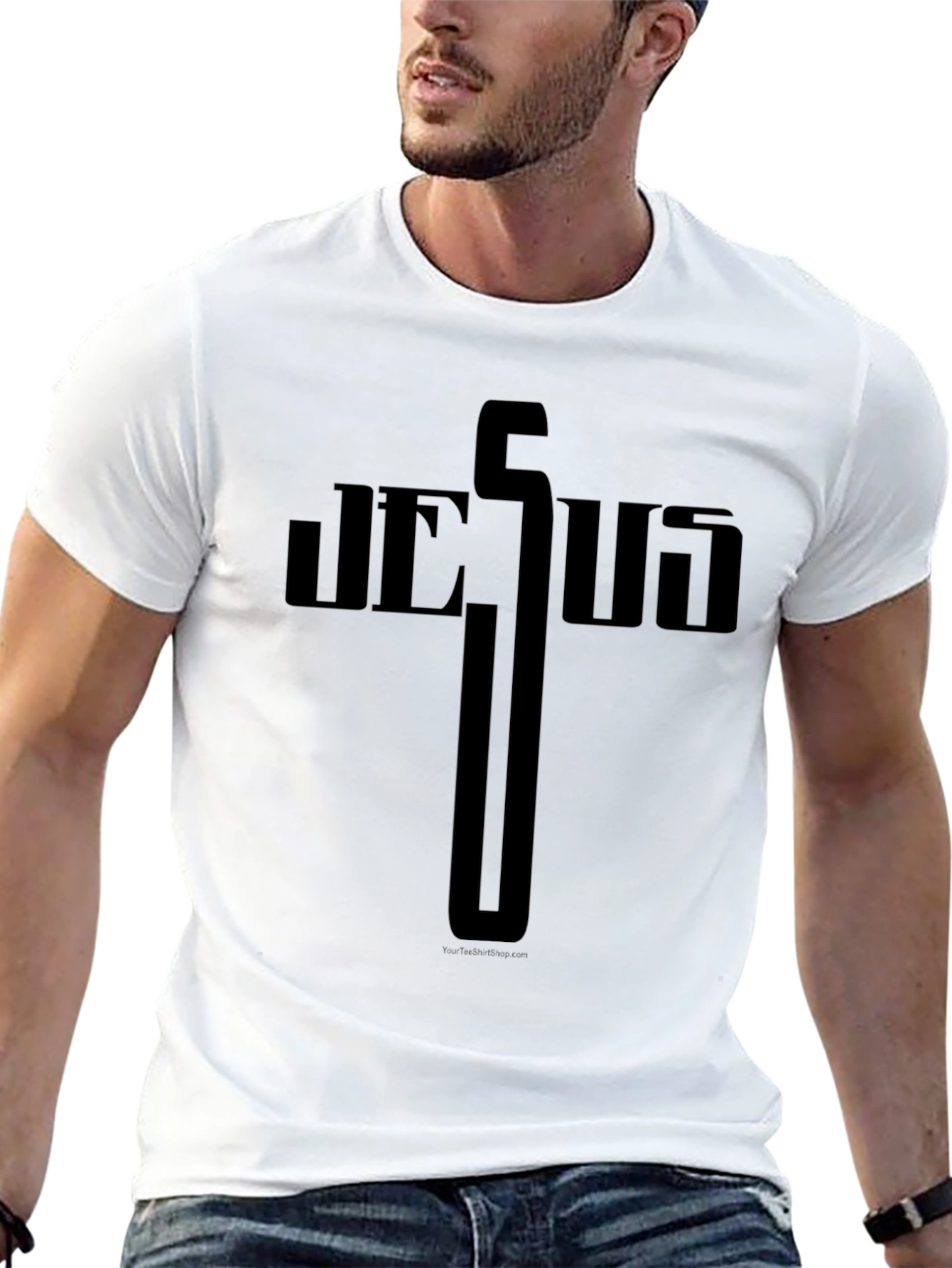 Jesus Cross Graphic Tee - Solid Black Christian T-Shirt