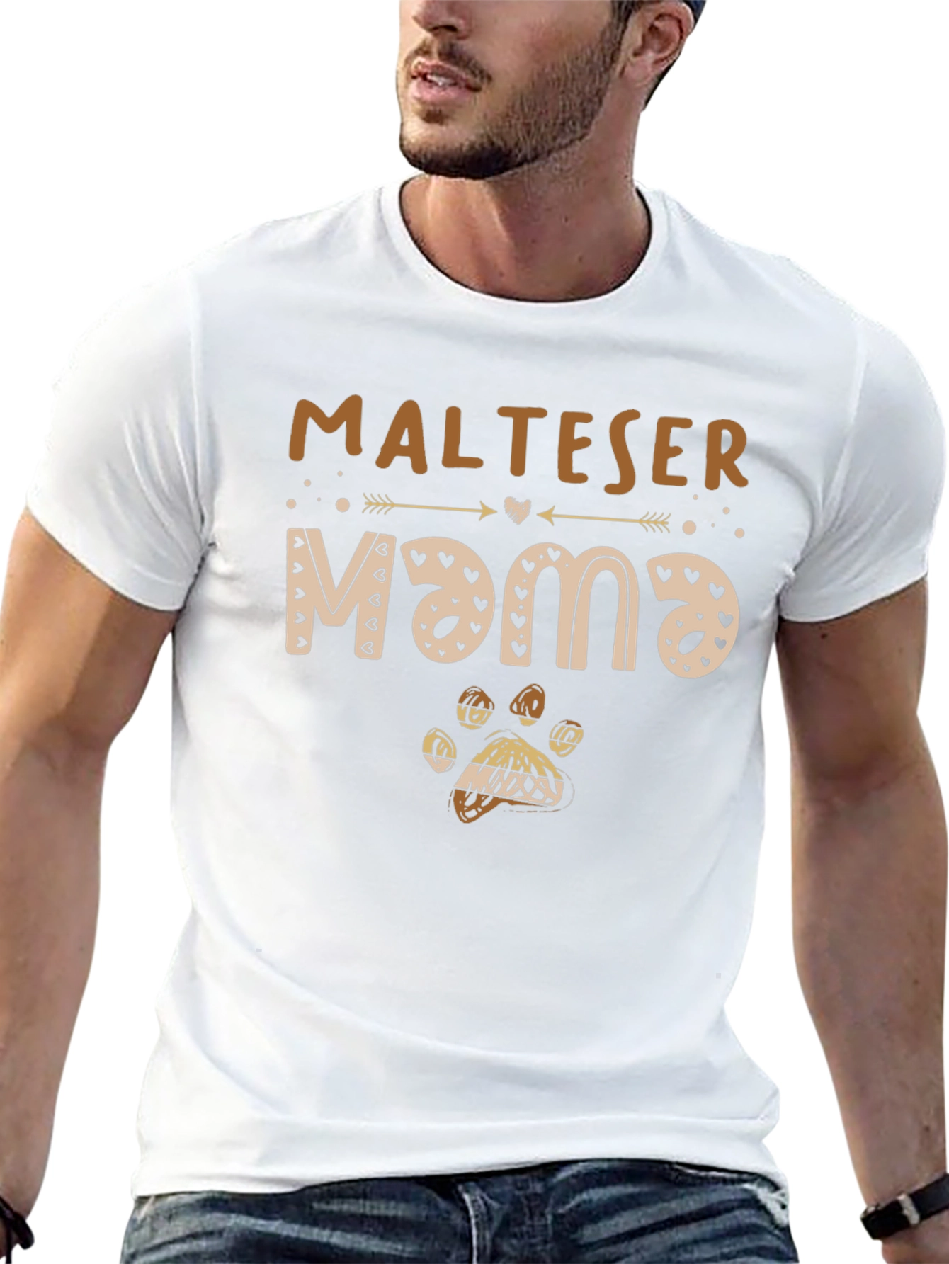 Maltese Mama Dog Paw Print T-Shirt