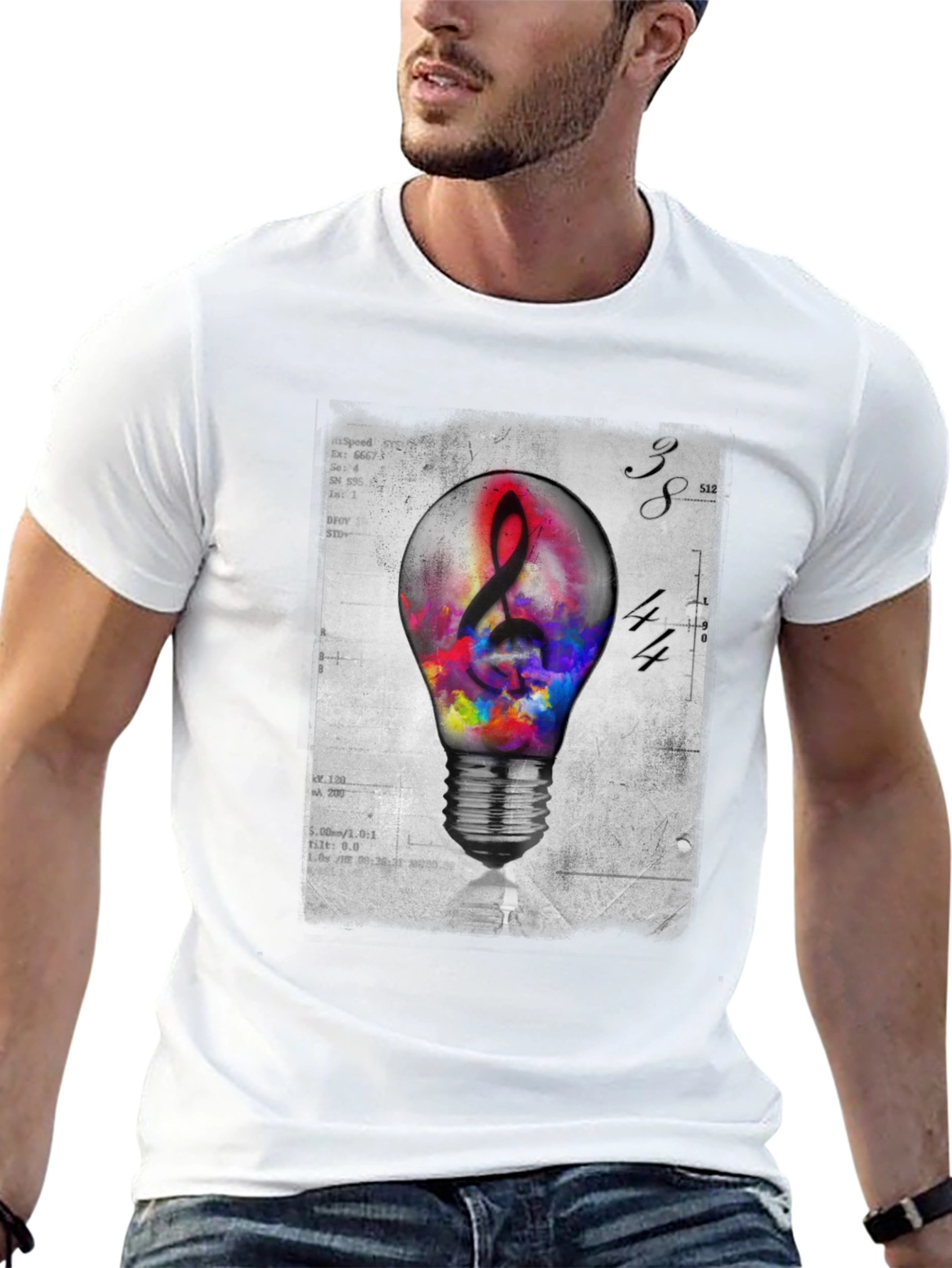 Musical Idea Light Bulb Graphic T-Shirt