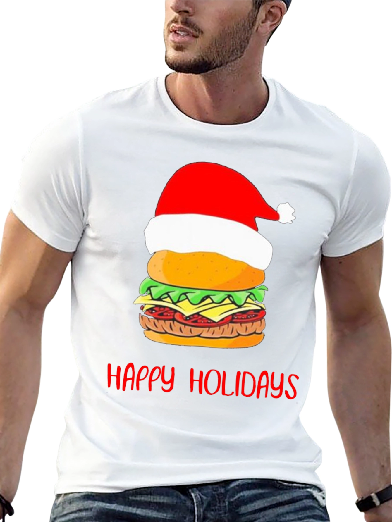 Happy Holidays Burger Christmas Graphic T-Shirt