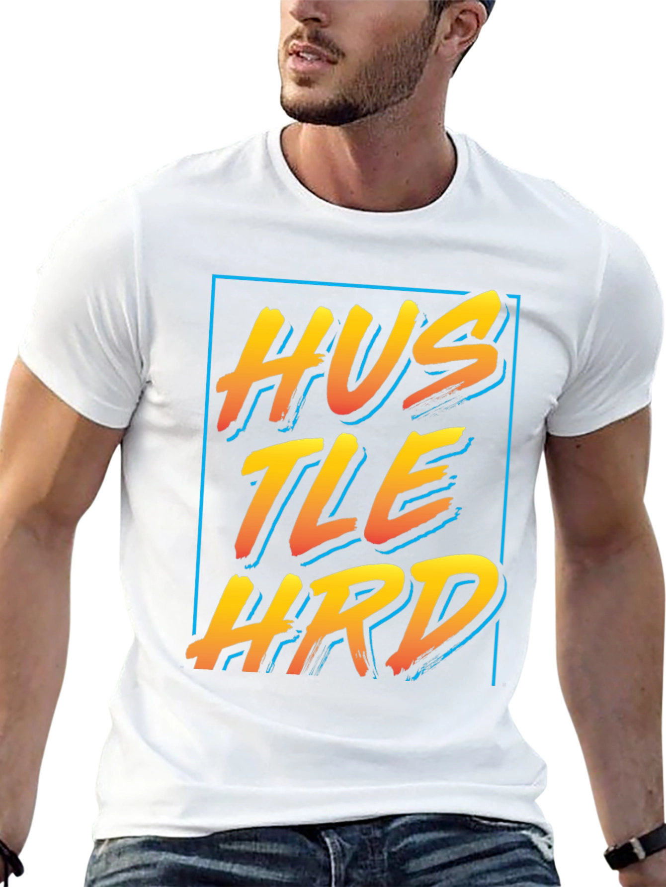 Hustle Hard Graphic Tee - Black Crew Neck Shirt
