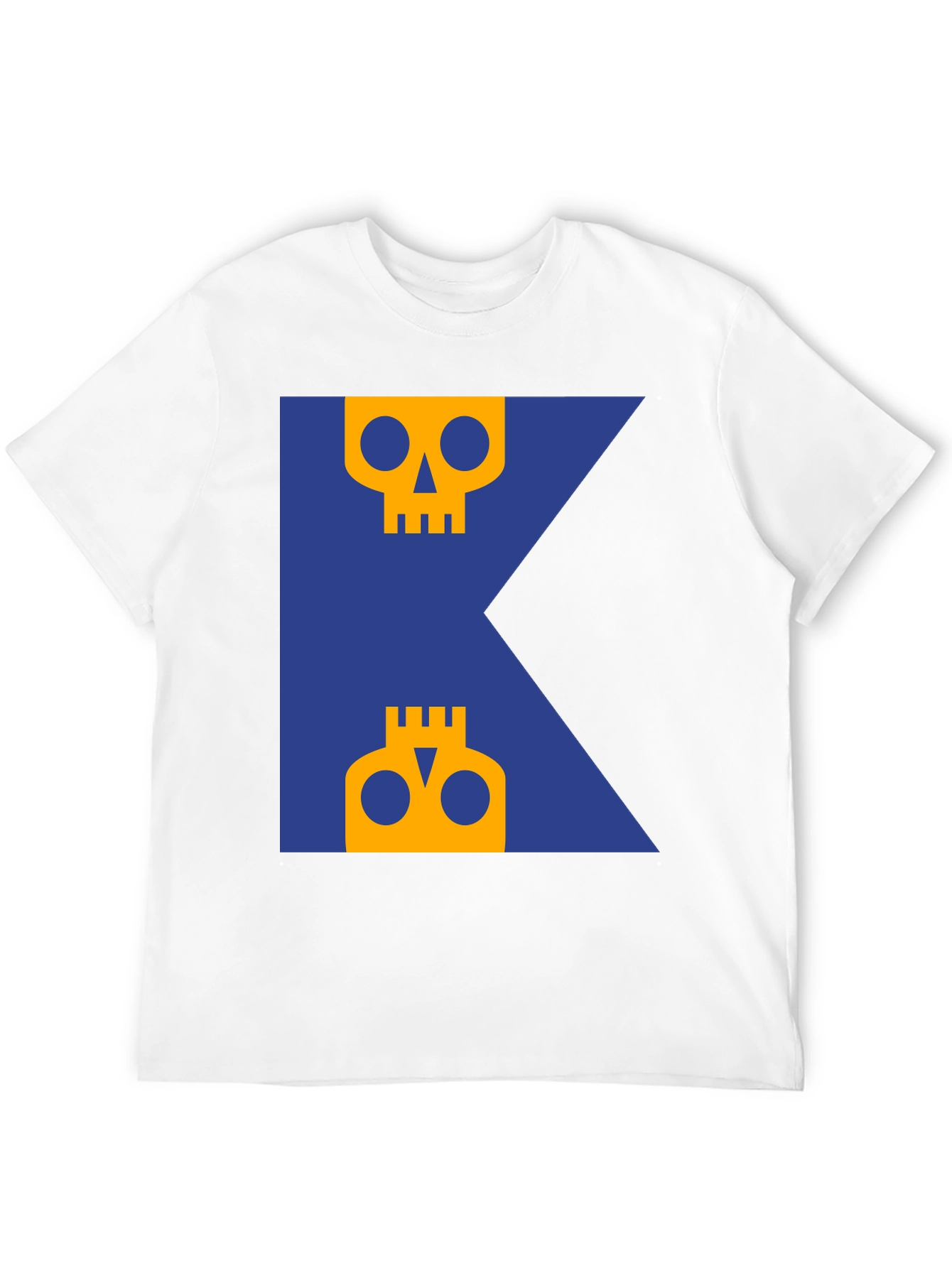 Skull Graphic Tee - Modern Blue & Yellow Design