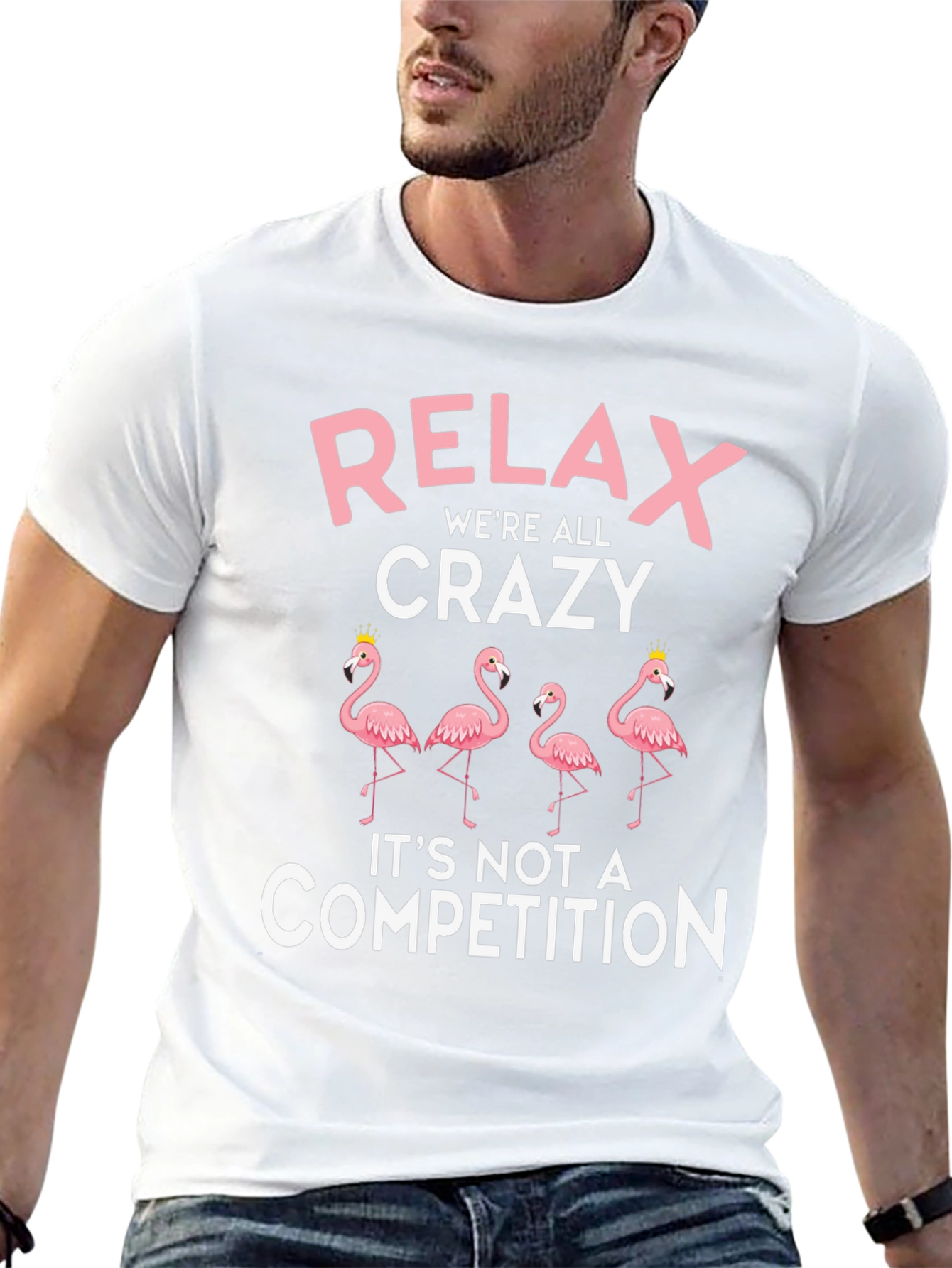 Relax Were All Crazy Flamingo Graphic Tee