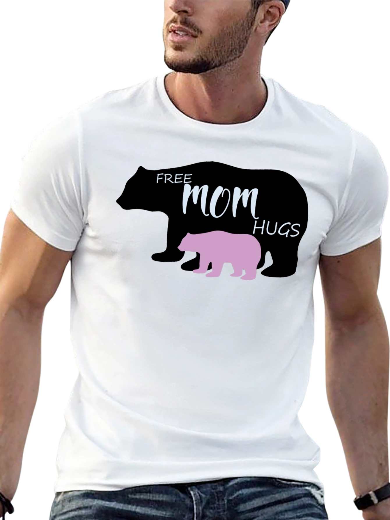 Free Mom Hugs Bear Graphic T-Shirt
