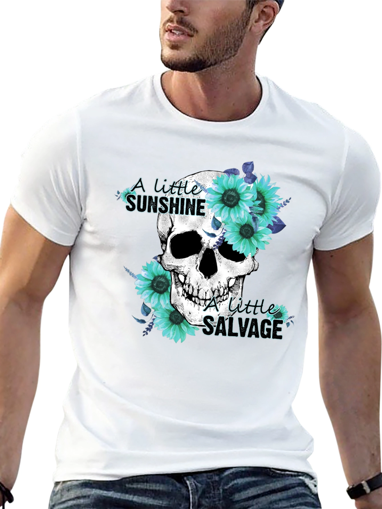 Skull & Sunflower Graphic Tee - Sunshine Salvage Design
