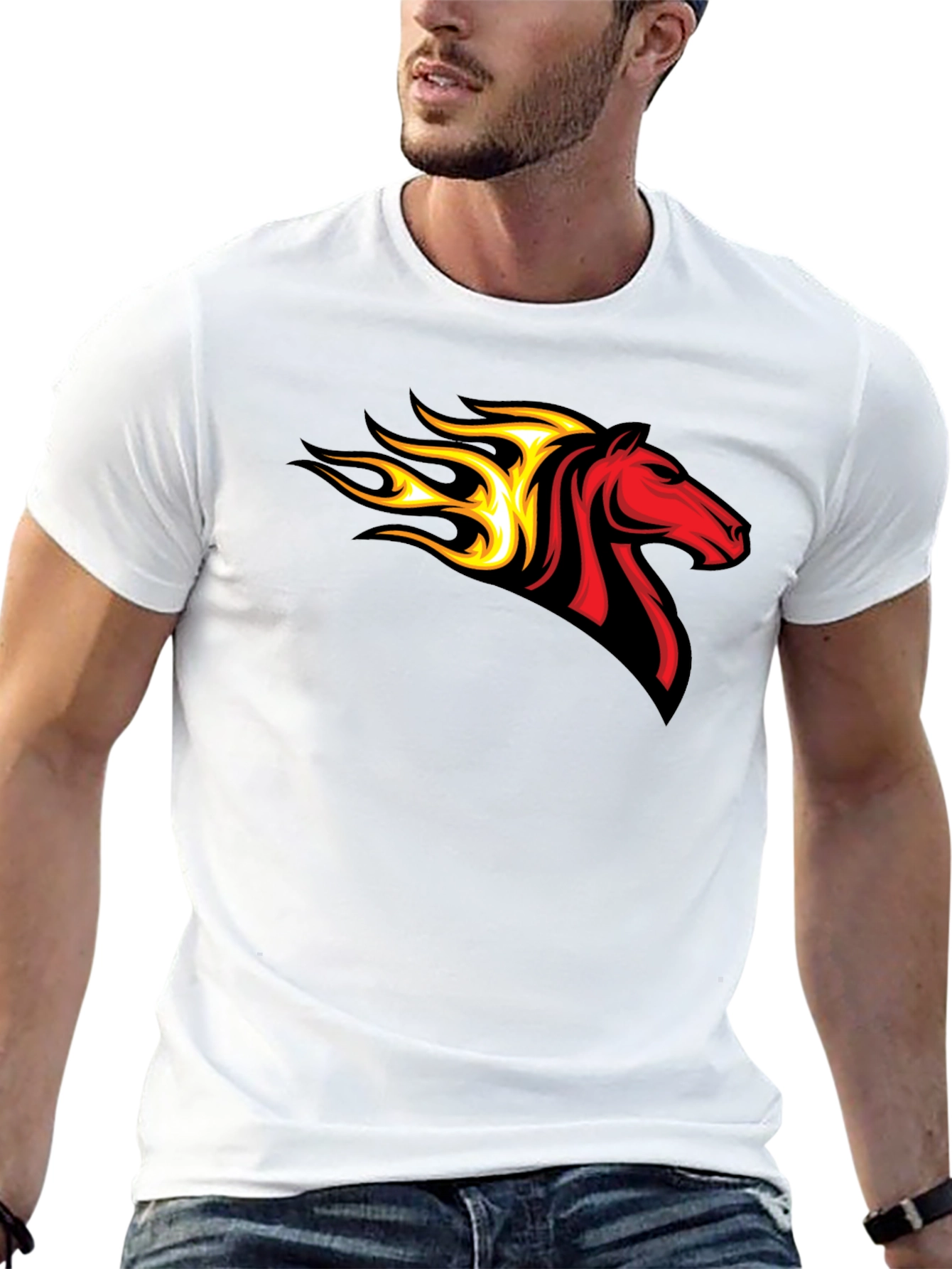 Flaming Horse Graphic Tee - Black