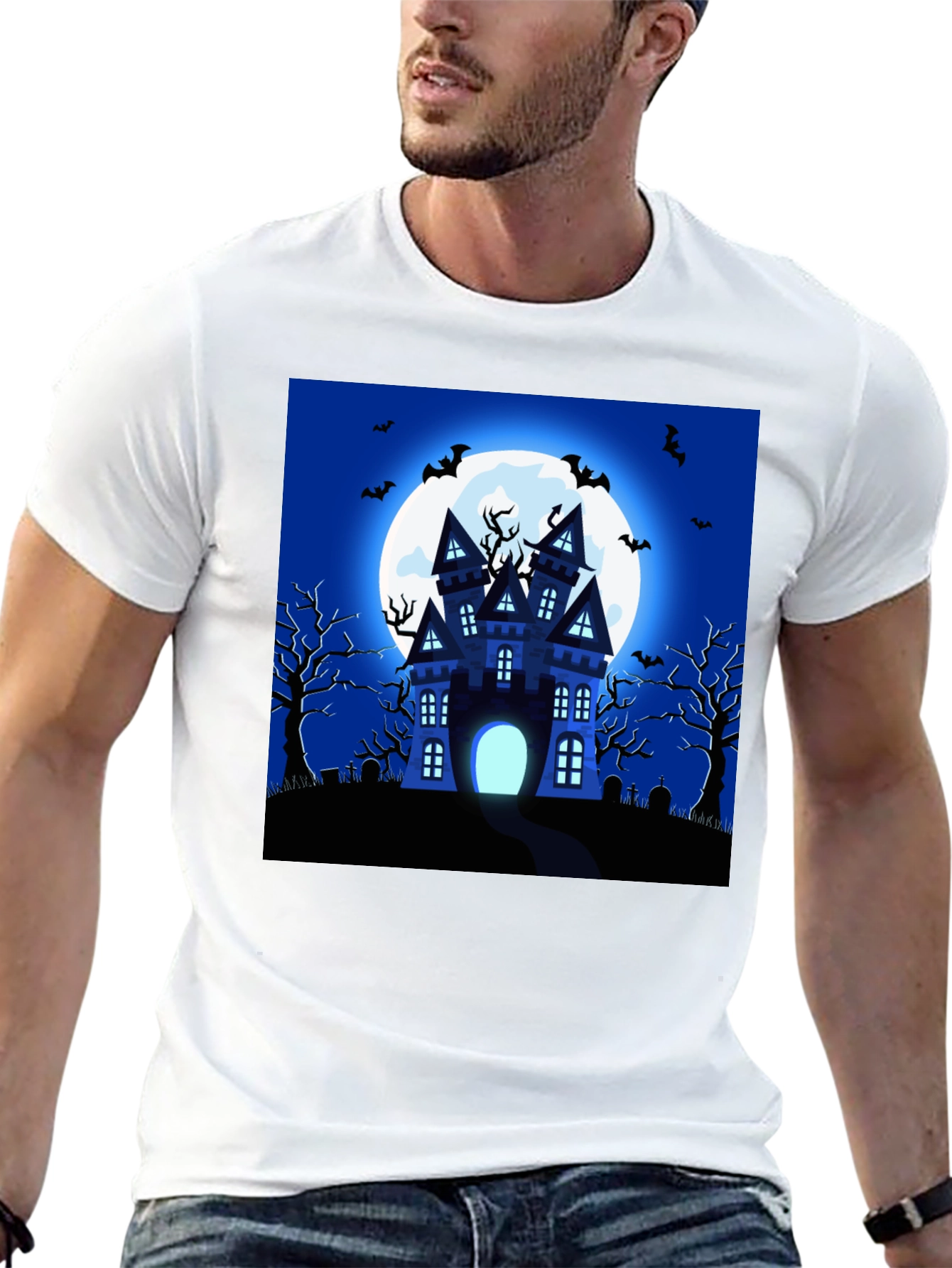 Halloween Haunted House Graphic T-Shirt