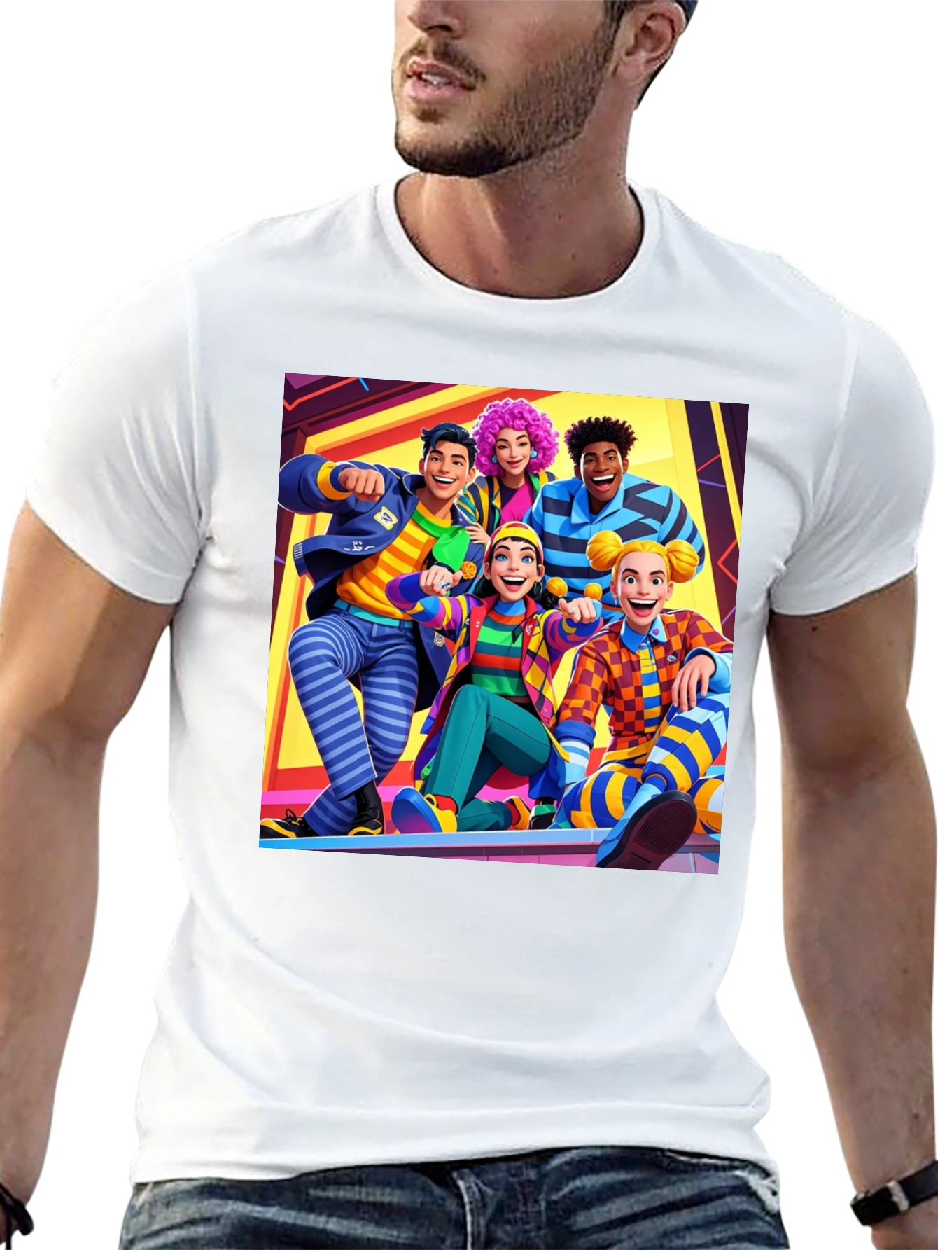 Fun Cartoon Crew Black Tee