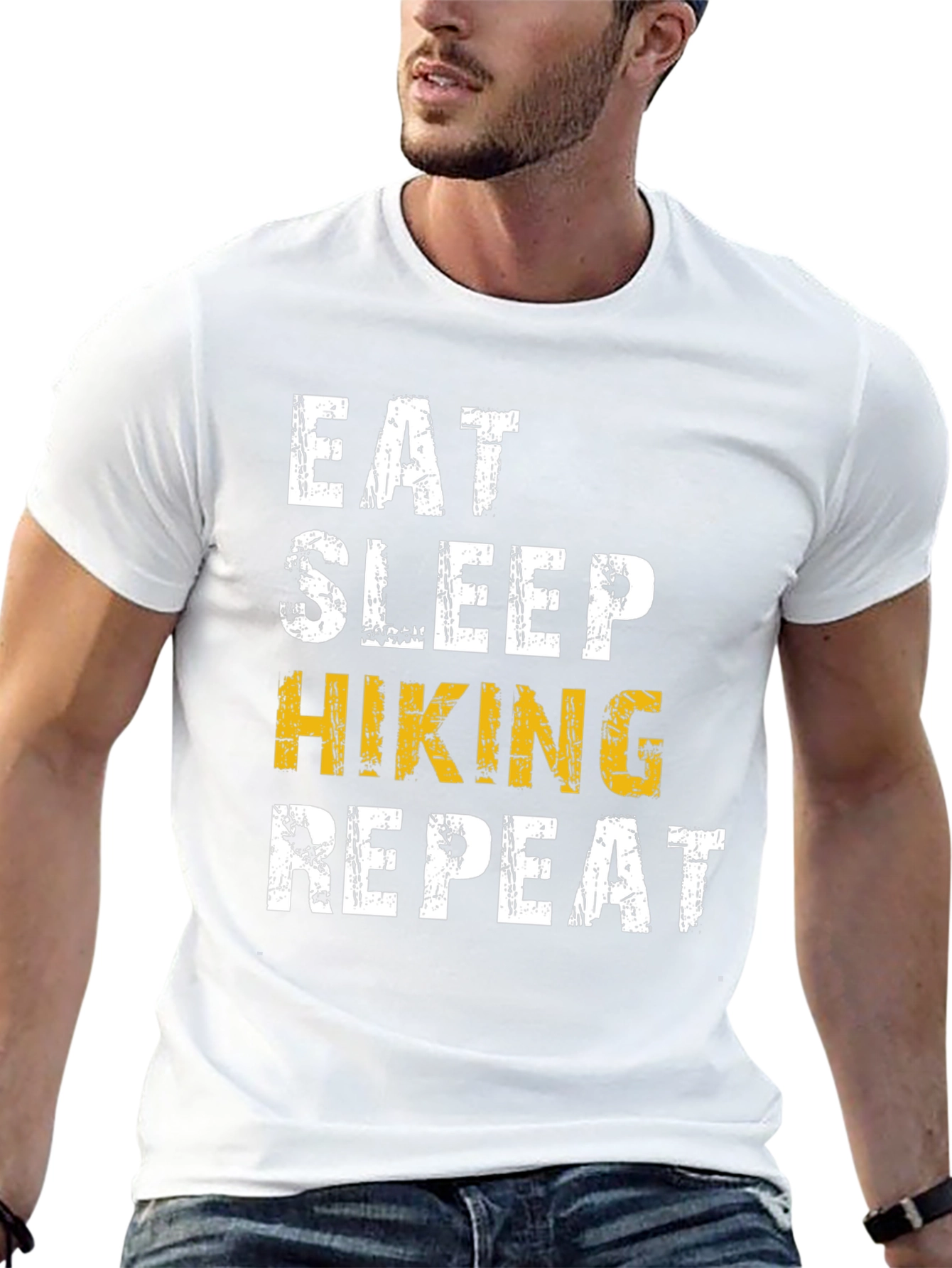 Eat Sleep Hiking Repeat T-Shirt - Black Cotton Tee