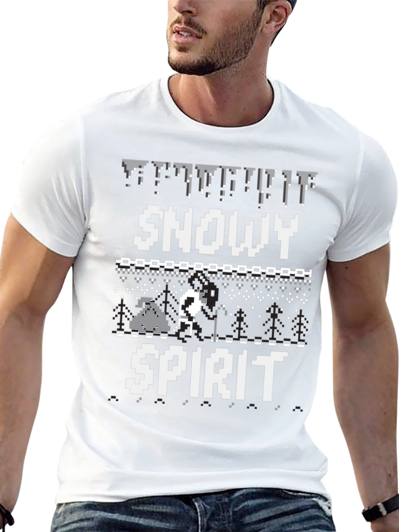 Snowy Spirit Pixel Art Graphic Tee