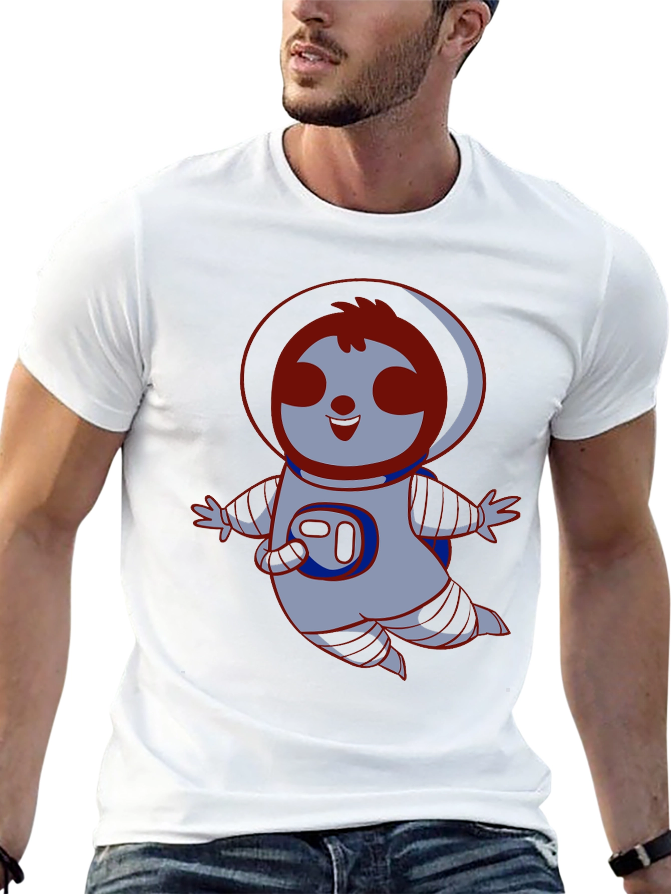 Sloth Astronaut Black T-Shirt