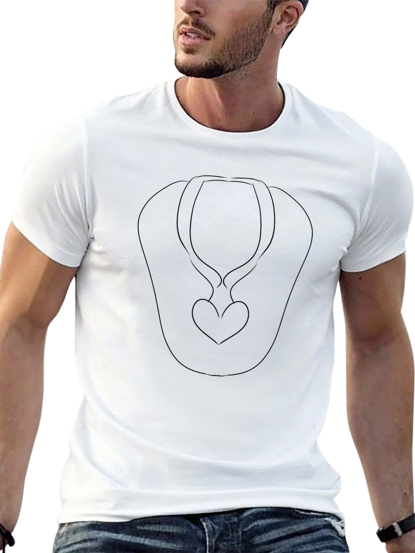 Heart Necklace Graphic Black T-Shirt