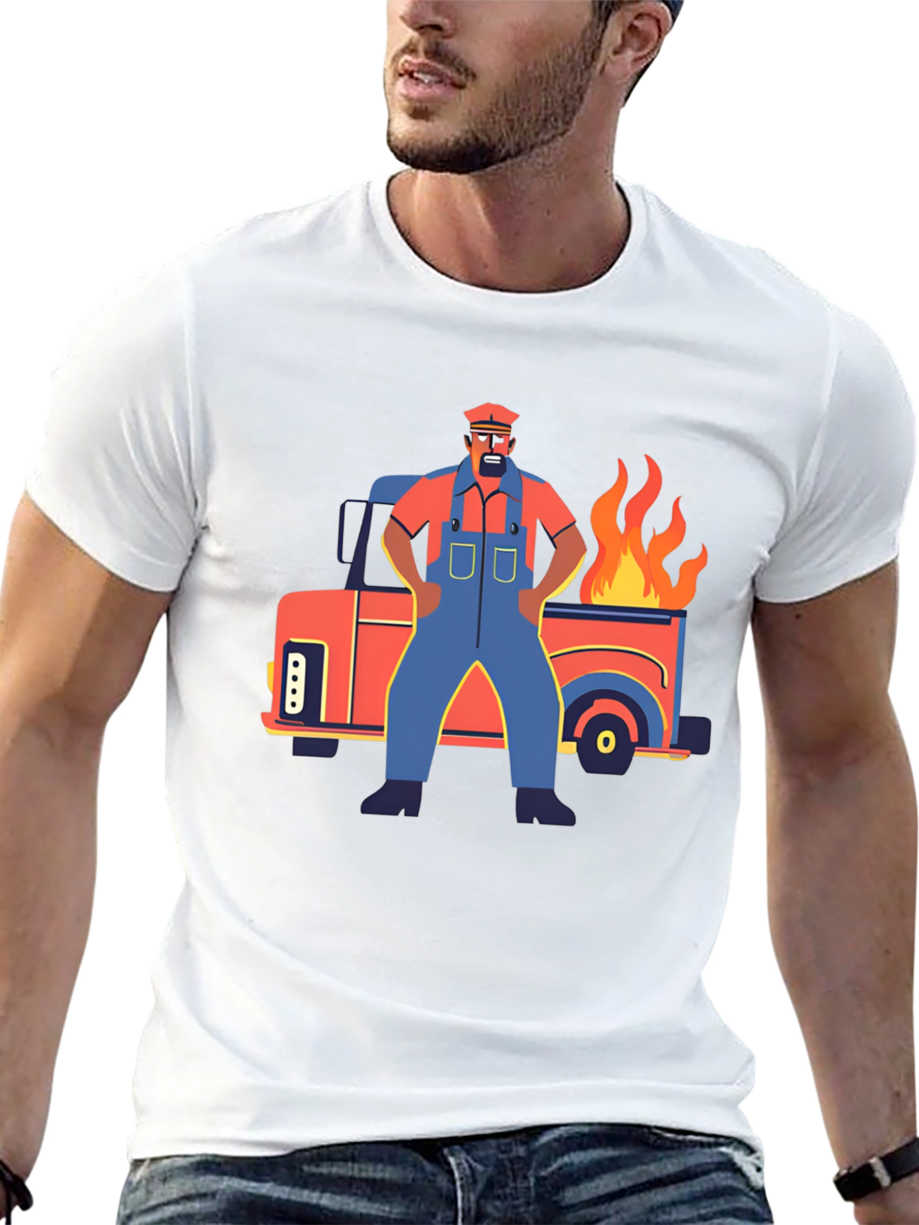 Cartoon Truck Fire T-Shirt