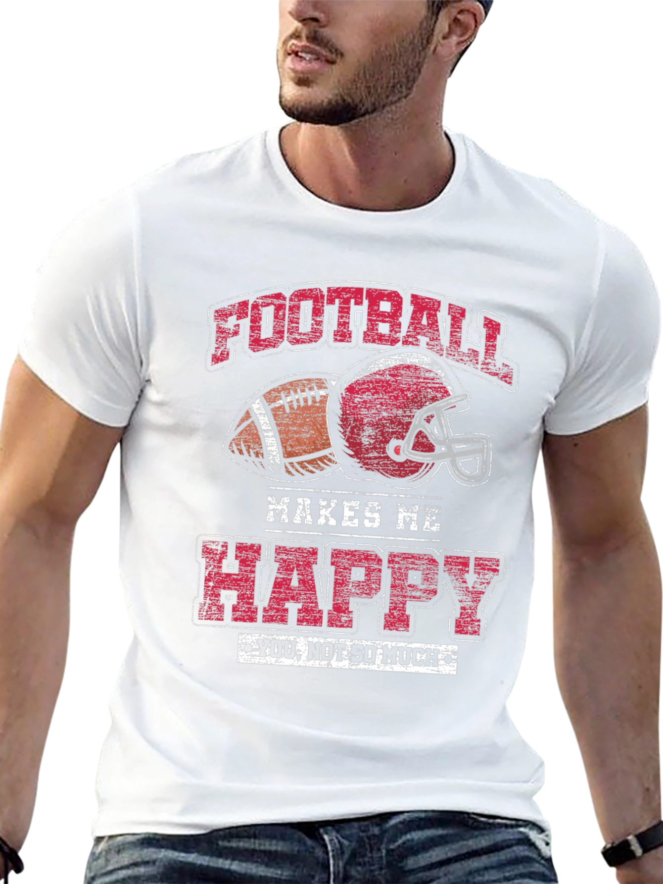 Football Makes Me Happy Graphic T-Shirt
