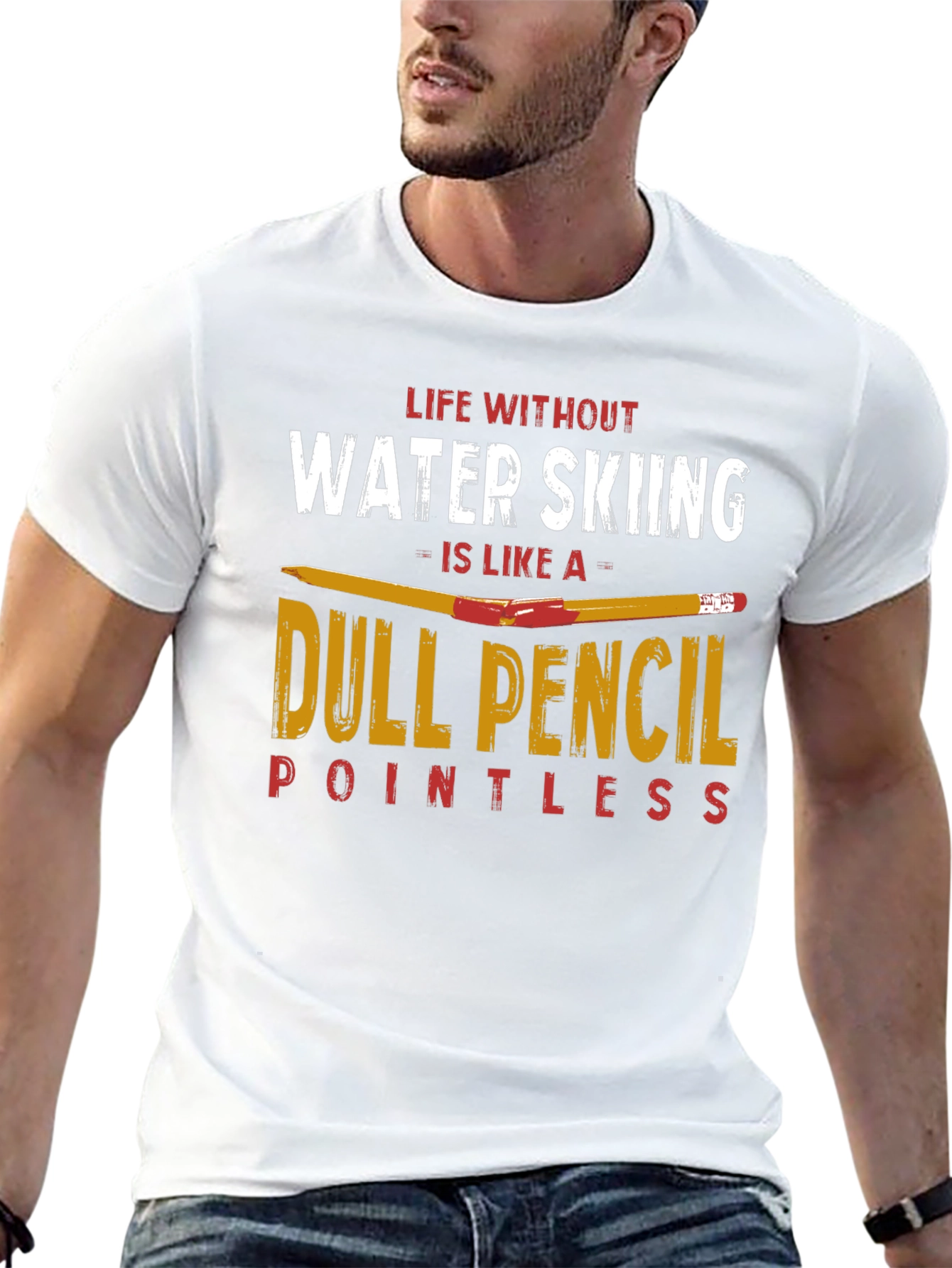 Water Skiing T-Shirt - Dull Pencil Design