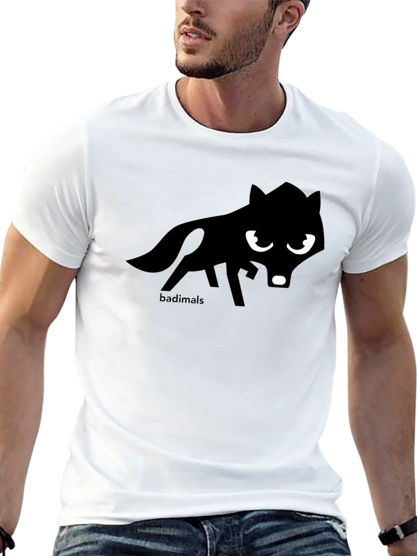 Badimals Wolf Graphic Tee - Black Cotton T-Shirt