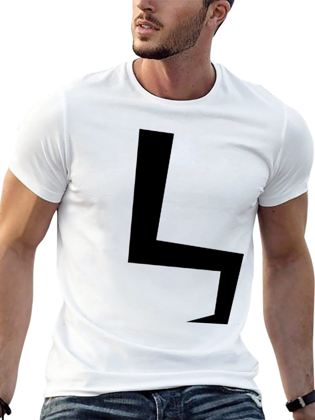 Minimalist Black T-Shirt with Bold Geometric Design